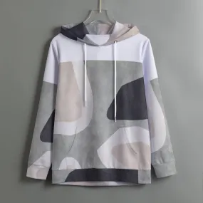 164 All-Over Print Women's Pullover Hoodie With Drawstring olive  of abstract print