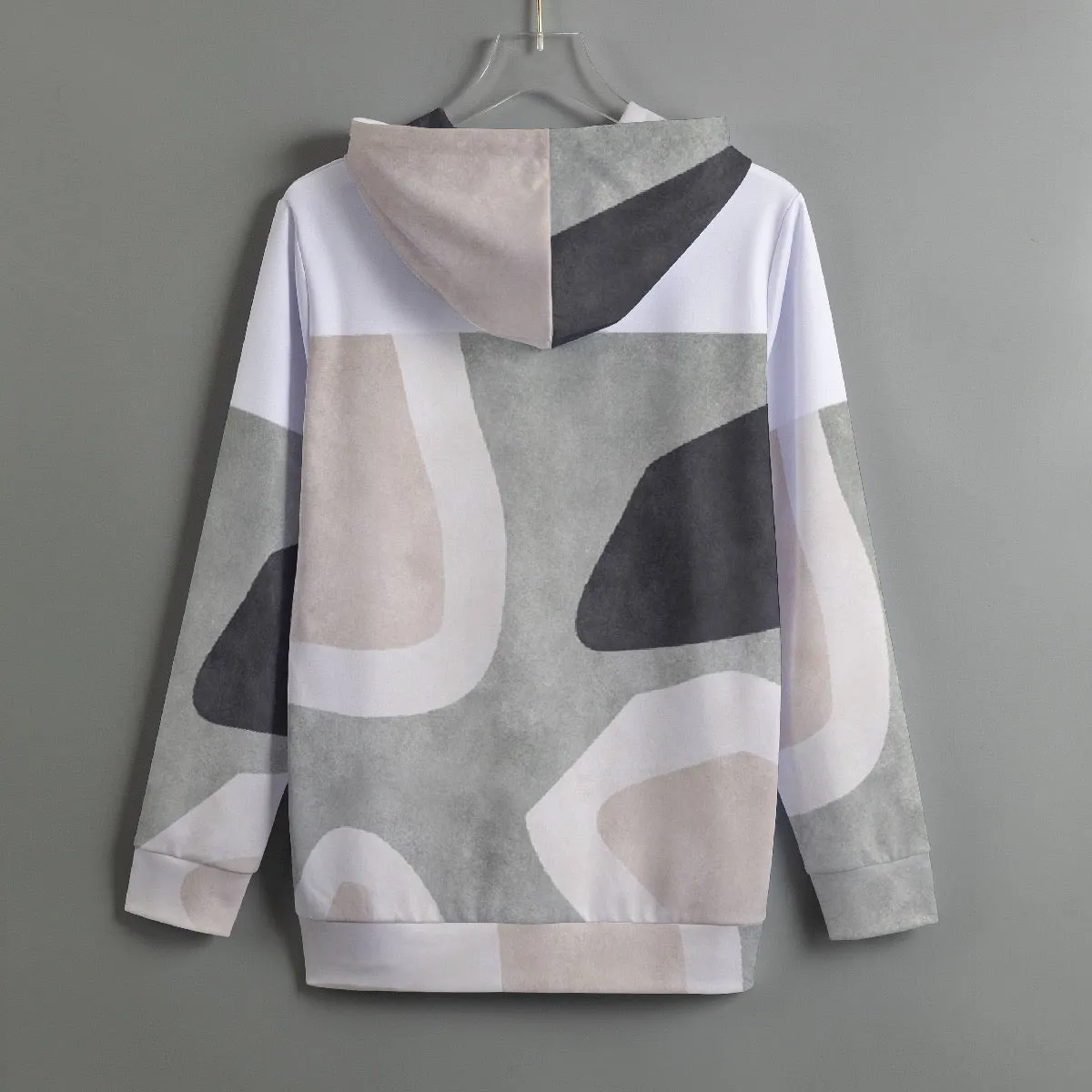 164 All-Over Print Women's Pullover Hoodie With Drawstring olive  of abstract print