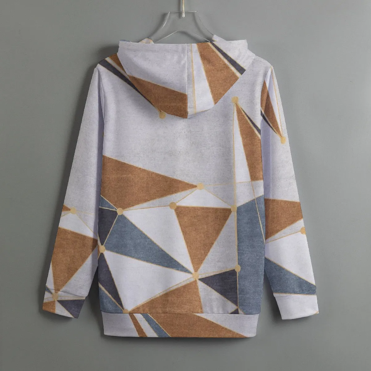 166 . All-Over Print Women's Pullover Hoodie With Drawstring beige, abstract print
