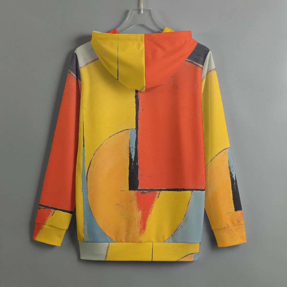 180 All-Over Print Women's Pullover Hoodie With Drawstring orange and yellow abstract print