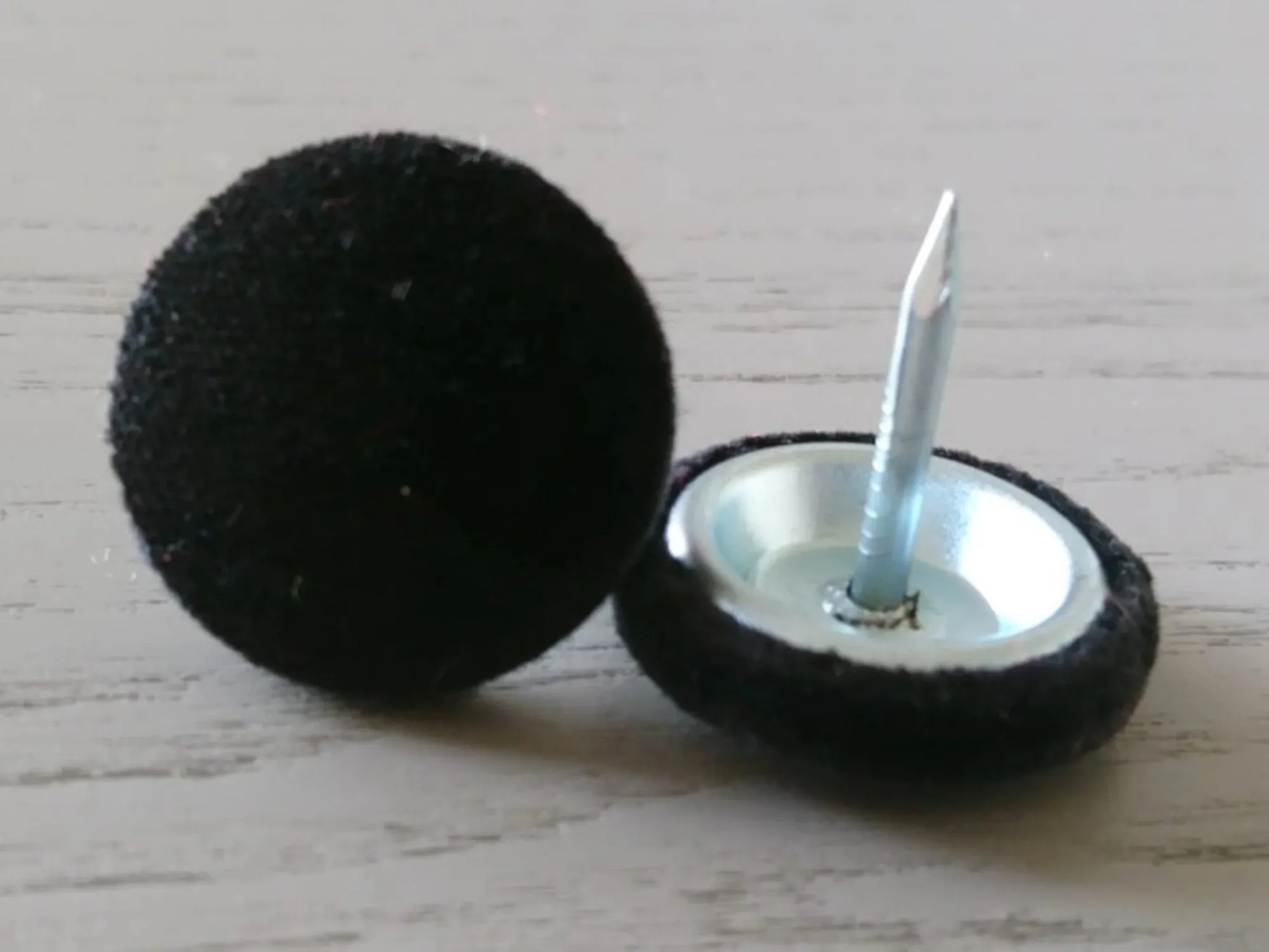 18mm or 23mm Black Velvet Nail Back Upholstery Buttons
