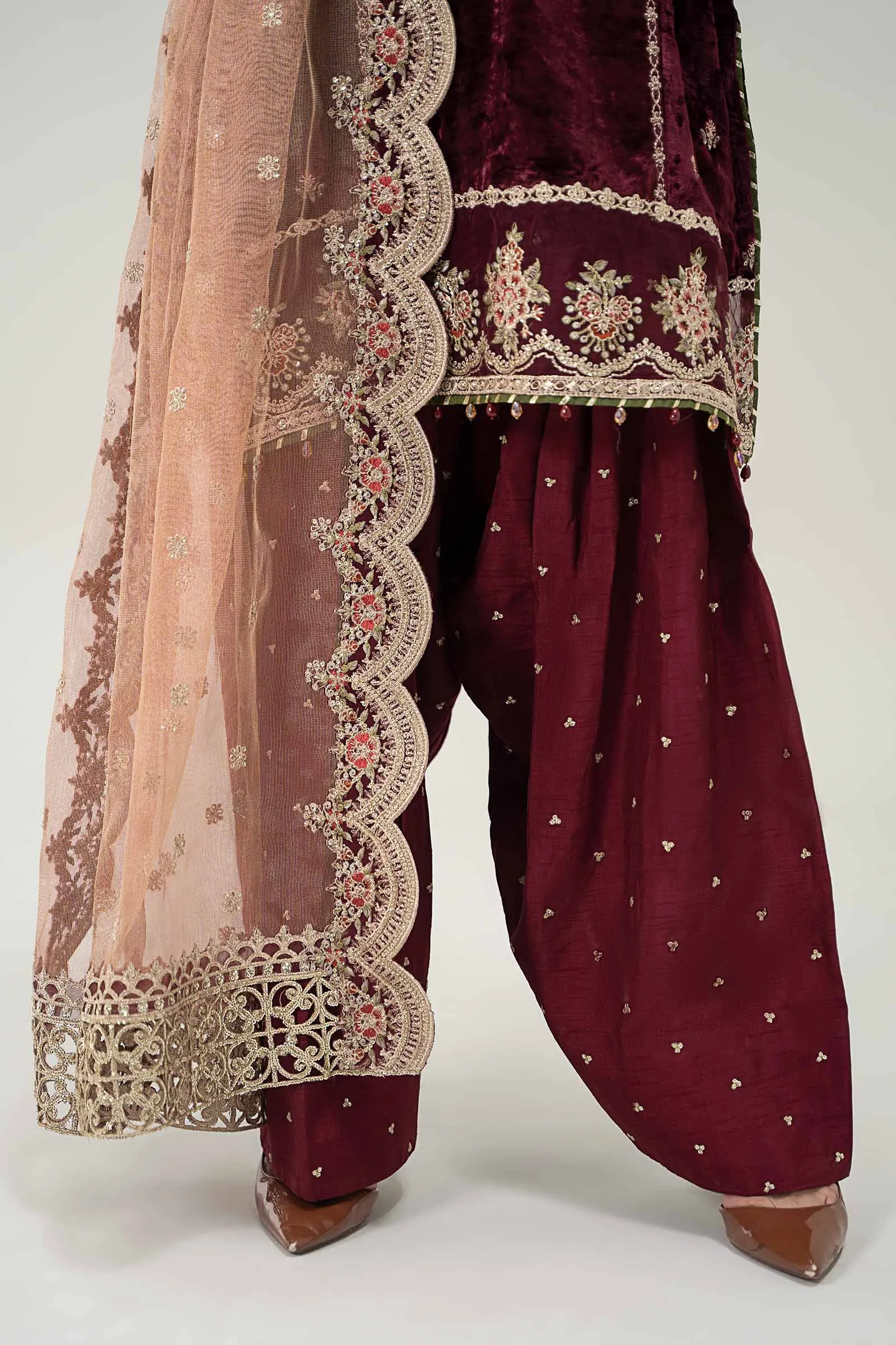 3 Piece Embroidered Velvet Suit | SF-W24-80