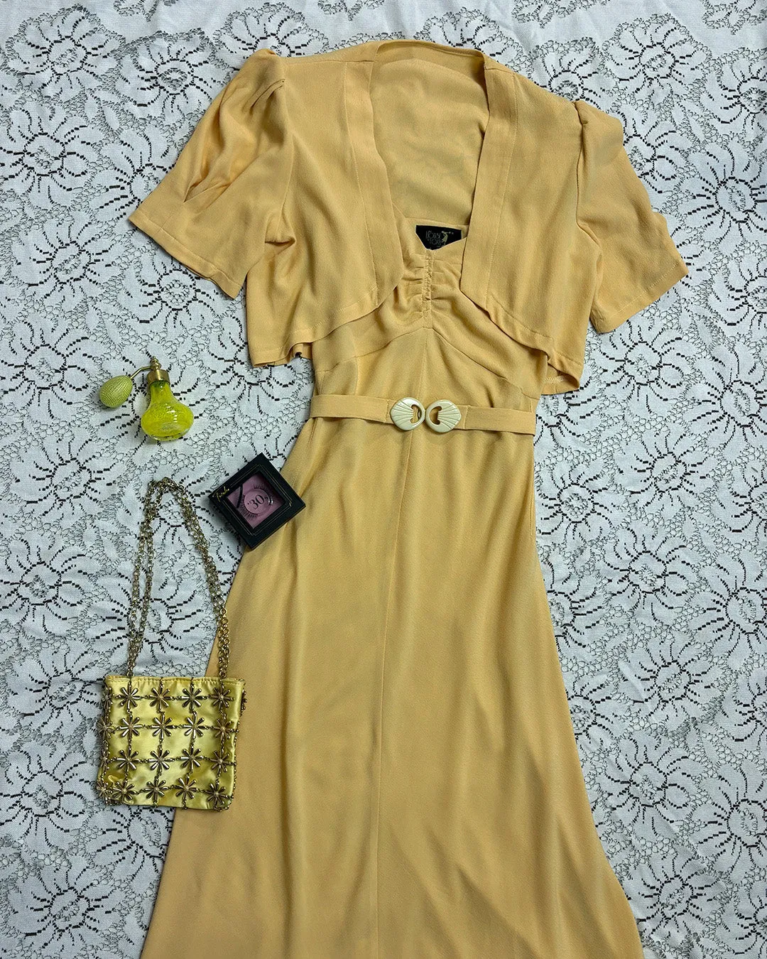 30s Alice Bias Cut Midi Dress and Bolero - Sahara