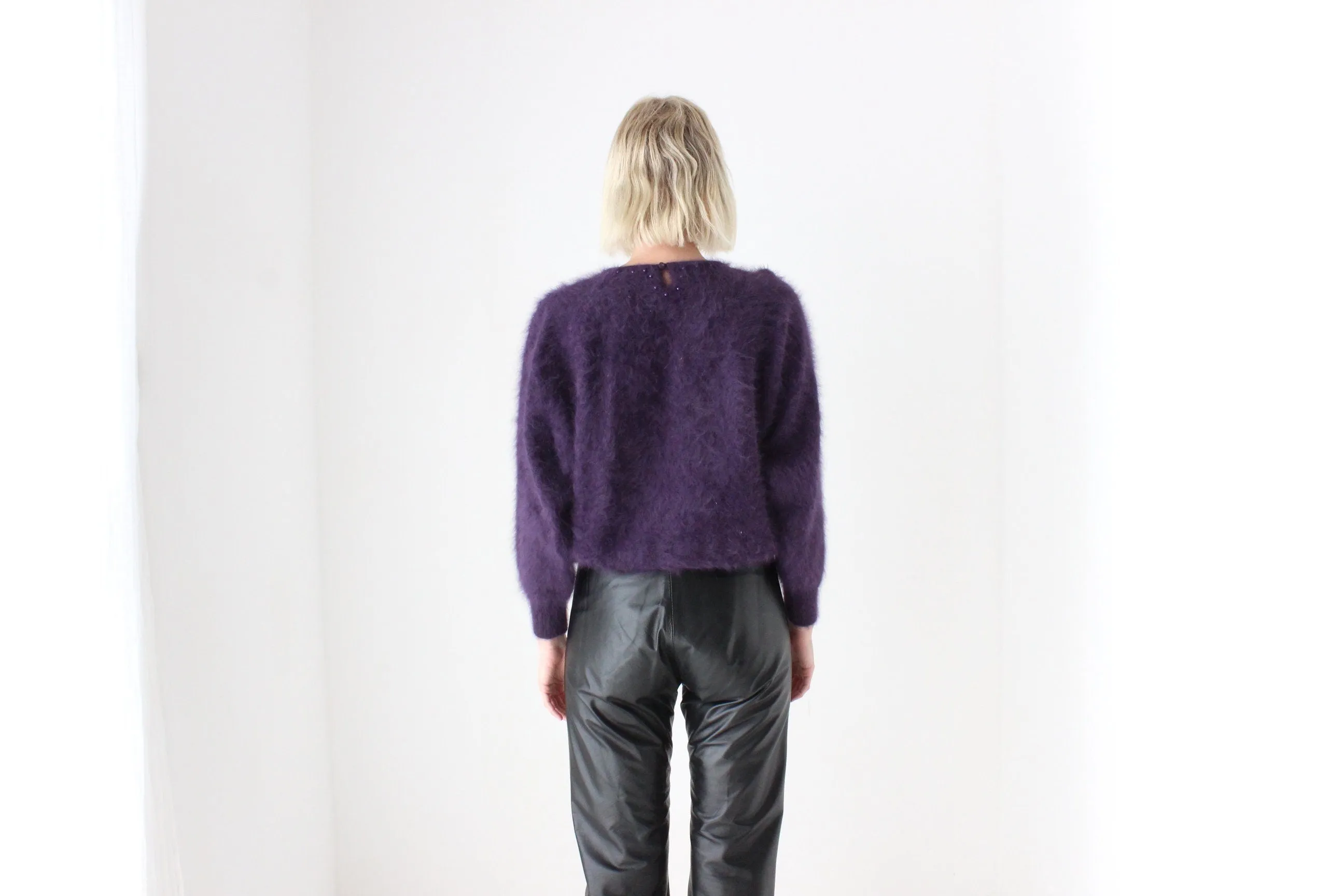 80s Softest Aubergine Angora Sweater