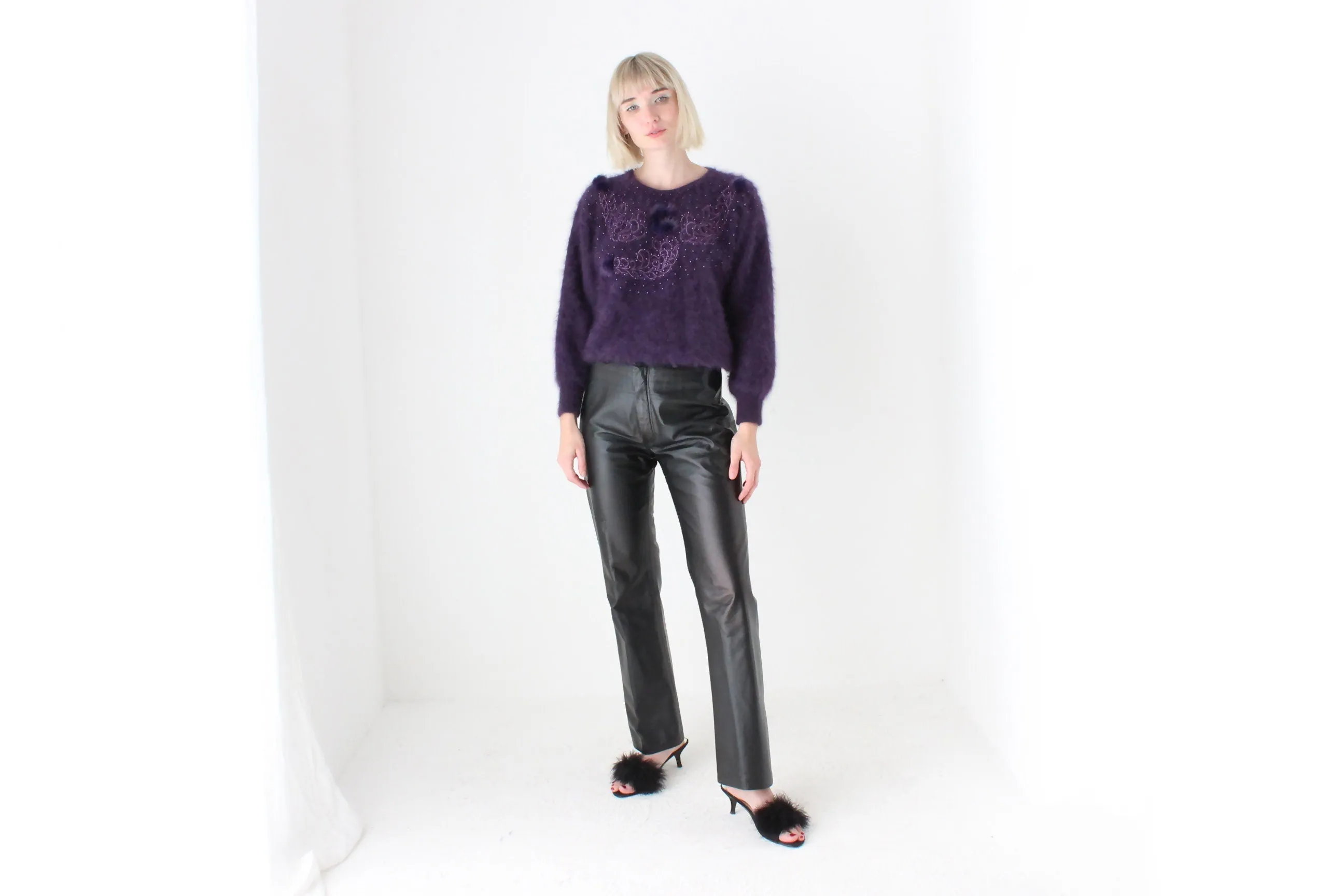 80s Softest Aubergine Angora Sweater
