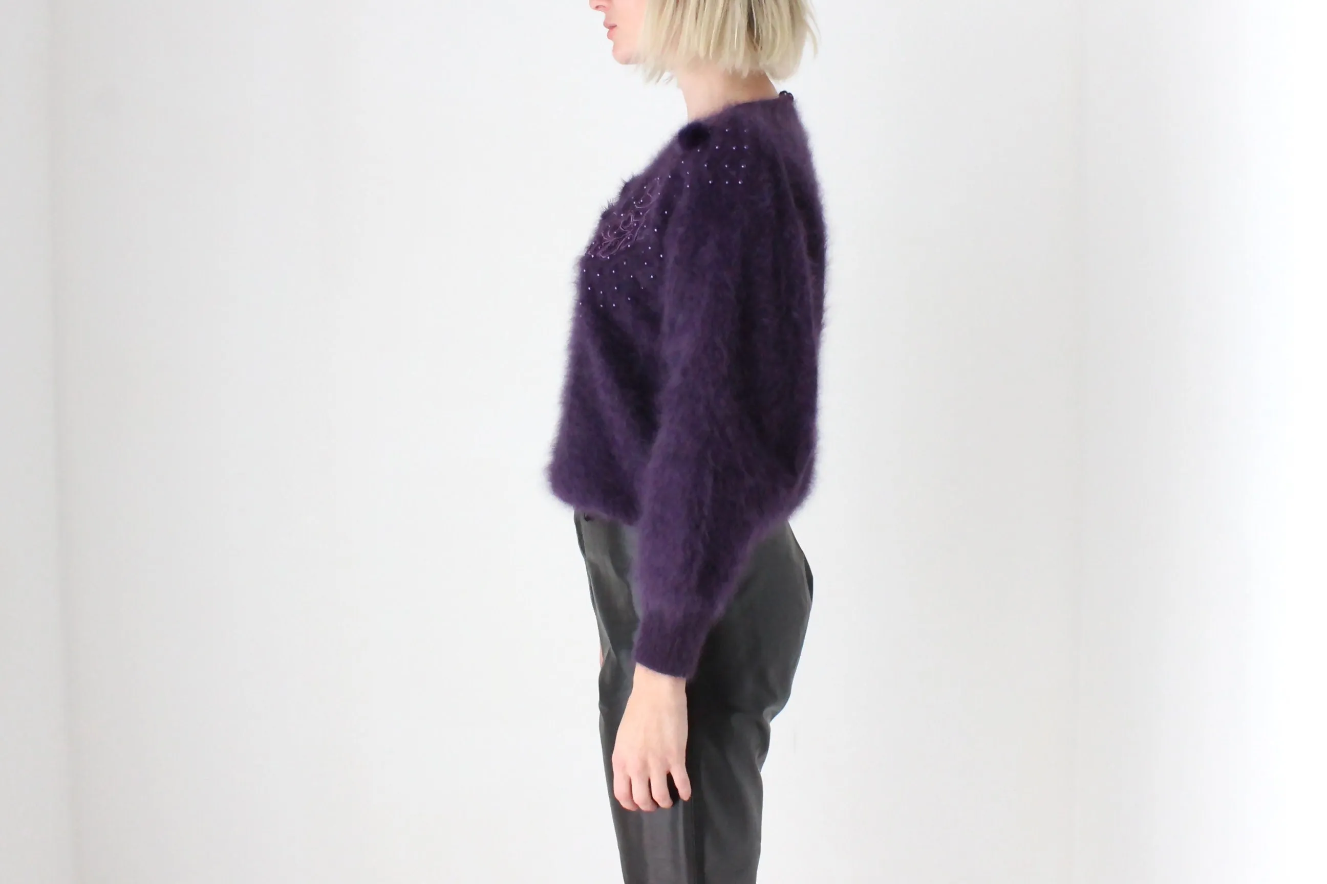80s Softest Aubergine Angora Sweater