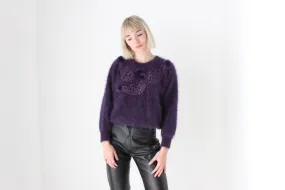 80s Softest Aubergine Angora Sweater
