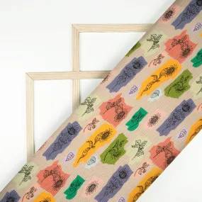 Abstract Floral Pleated Imported Satin Fabric