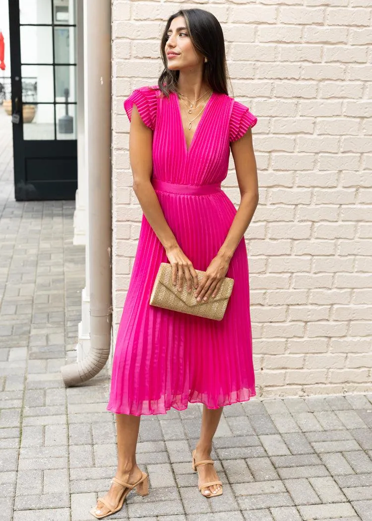Adelyn Rae Daisy Pleated Midi Dress