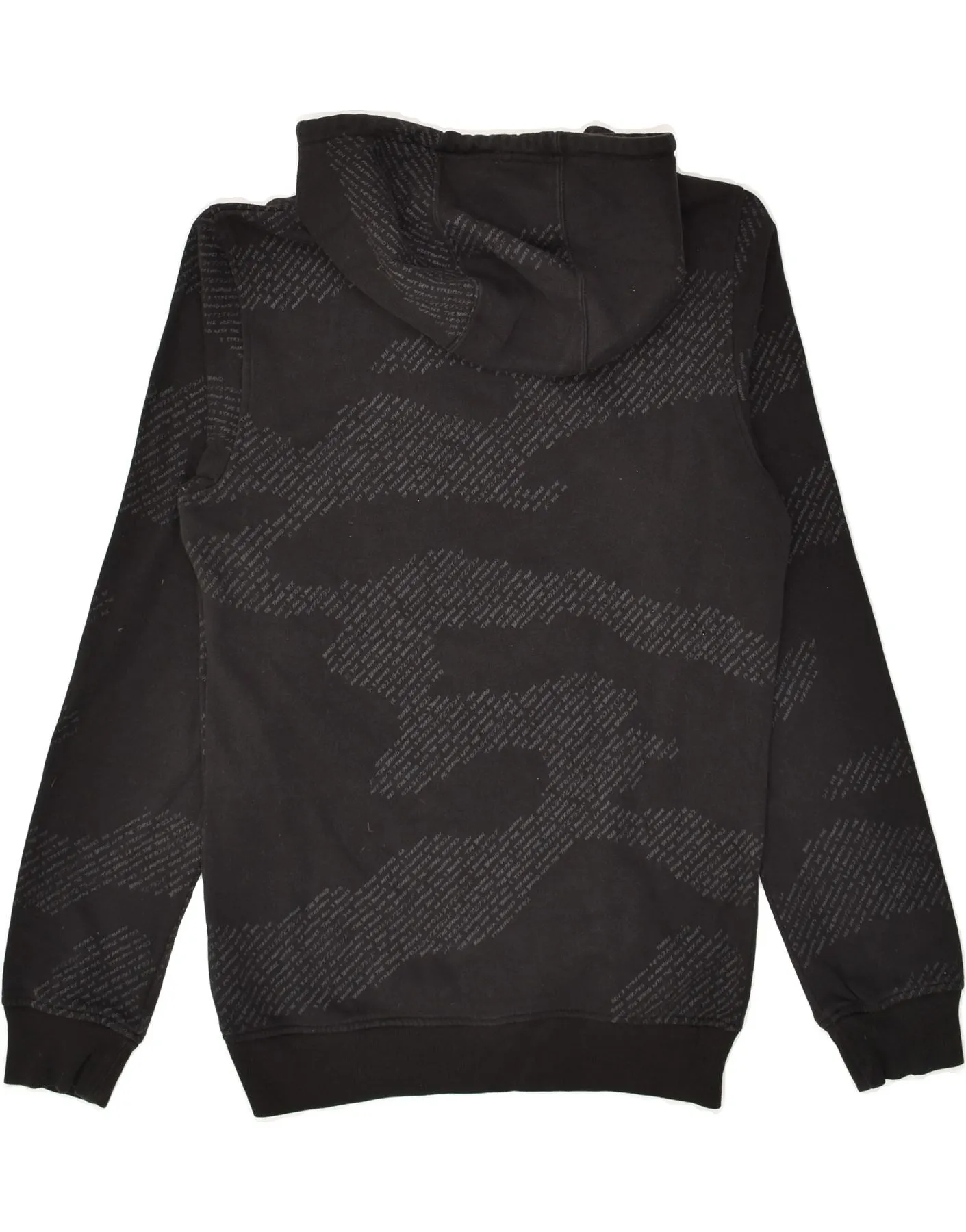 ADIDAS Mens Abstract Pattern Graphic Hoodie Jumper XS Black Cotton