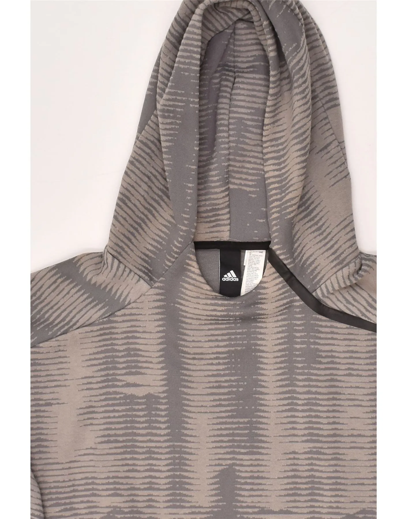 ADIDAS Mens Abstract Pattern Hoodie Jumper Medium Grey Polyester