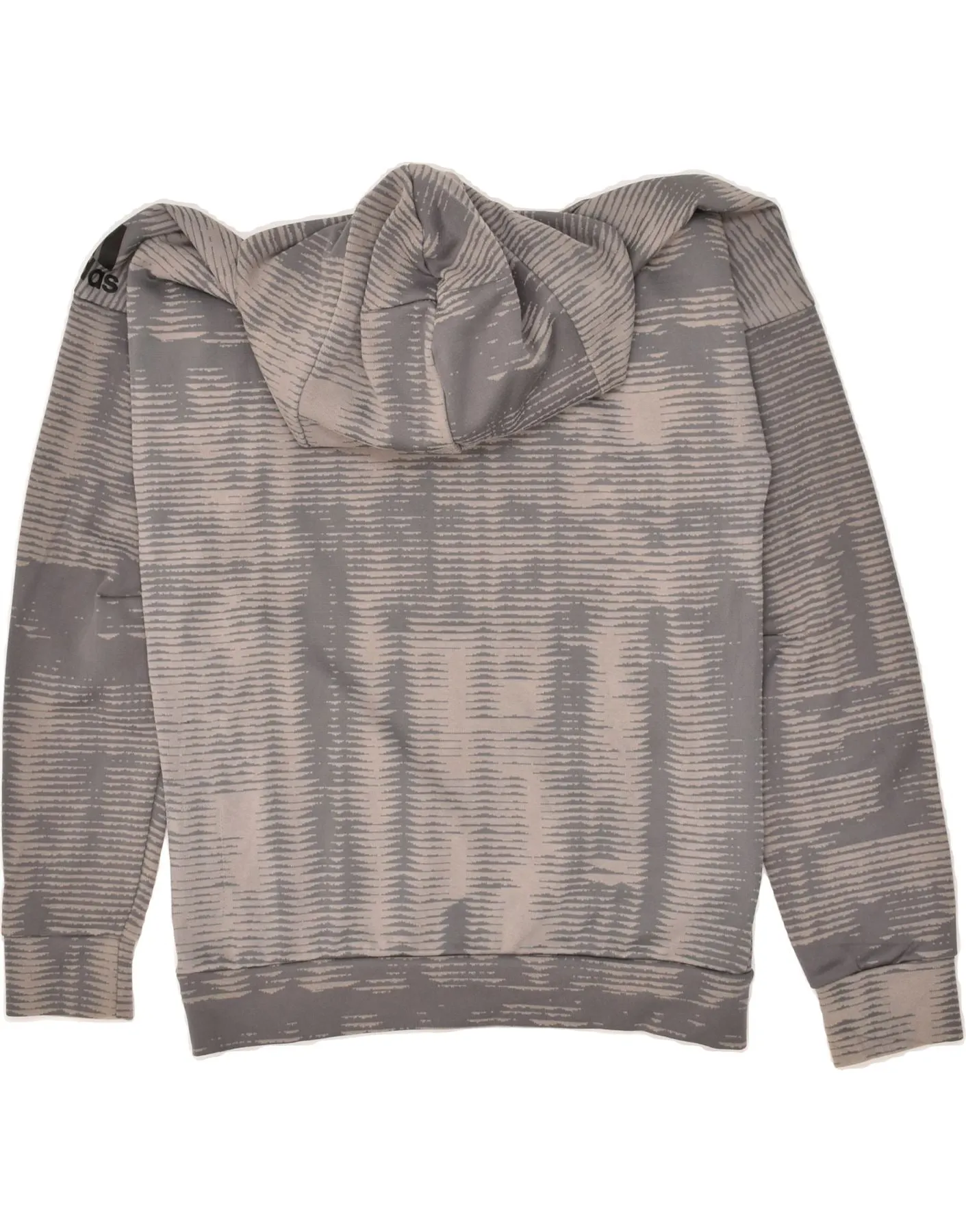 ADIDAS Mens Abstract Pattern Hoodie Jumper Medium Grey Polyester