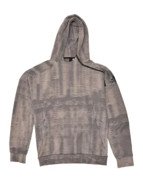 ADIDAS Mens Abstract Pattern Hoodie Jumper Medium Grey Polyester
