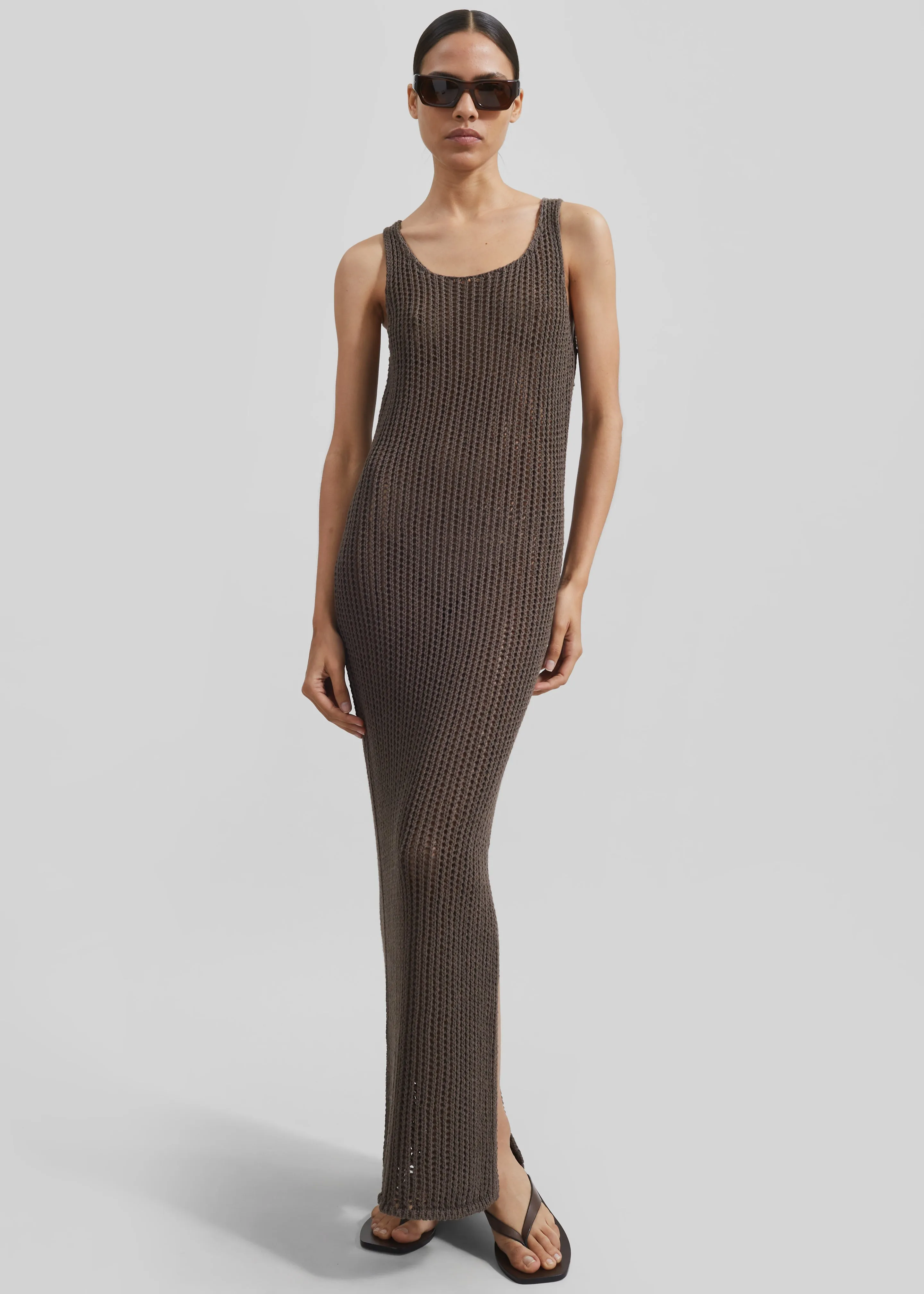 Adrienna Crochet Maxi Dress - Brown