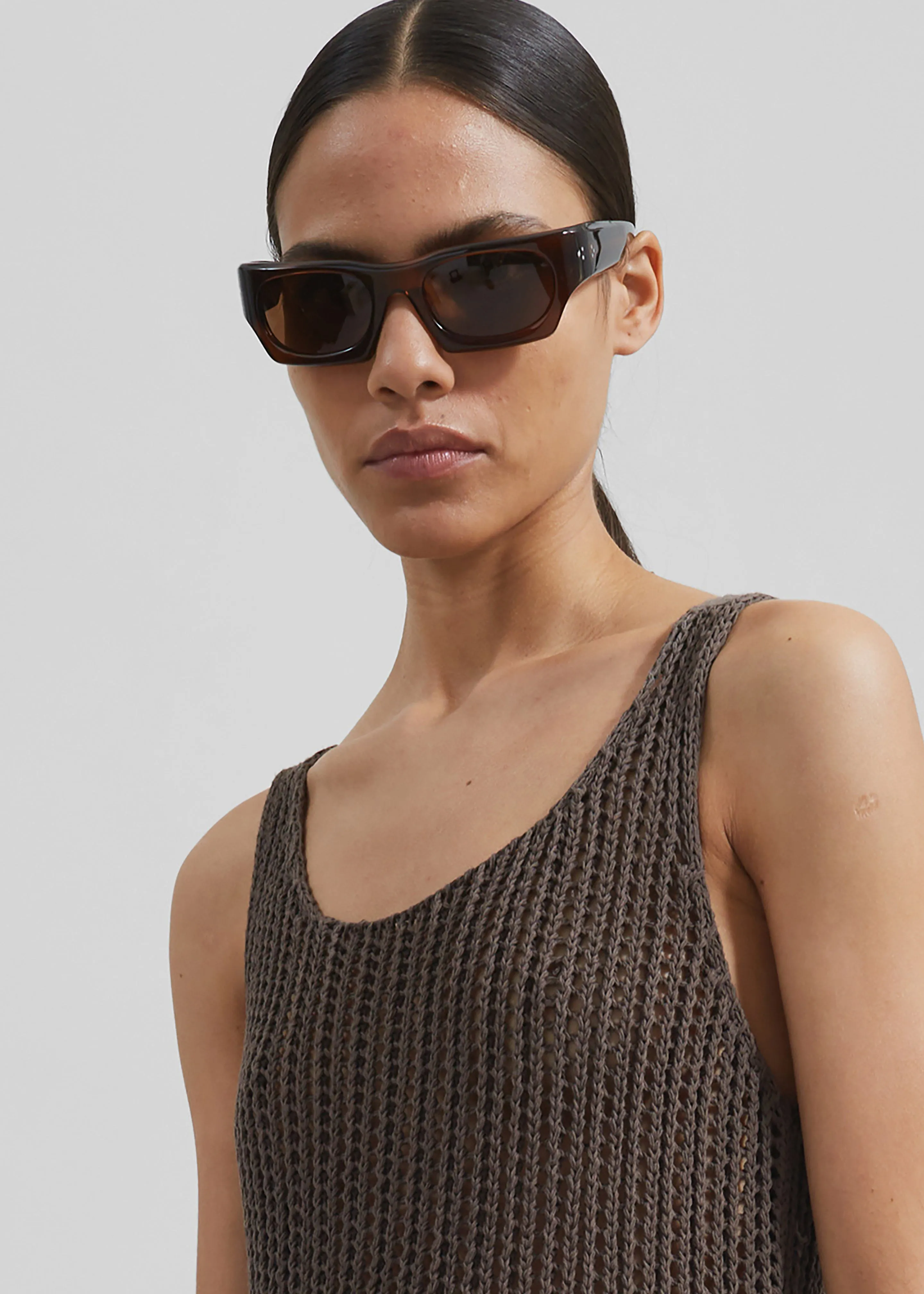 Adrienna Crochet Maxi Dress - Brown