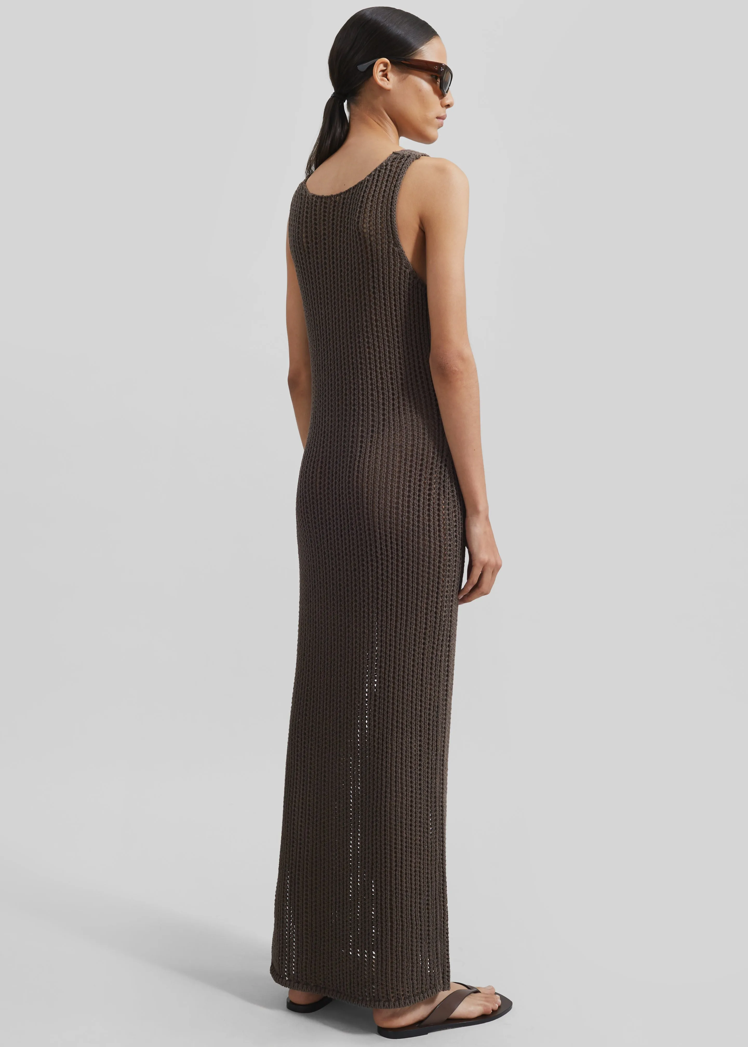 Adrienna Crochet Maxi Dress - Brown