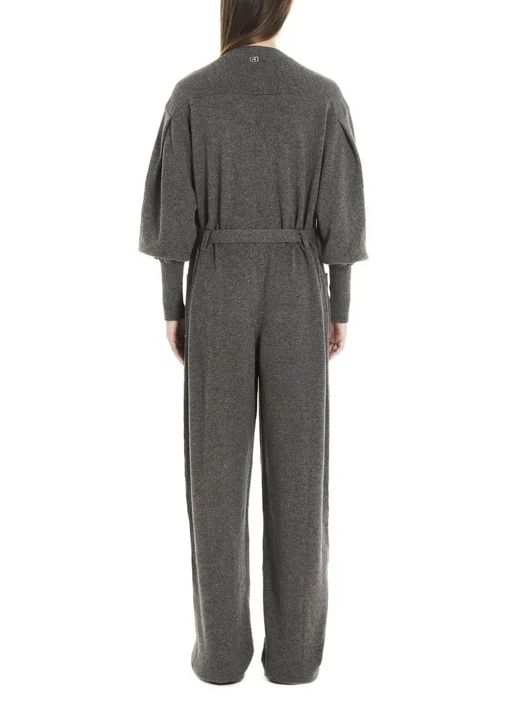 Alberta Ferretti Belted Balloon Sleeve Jumpsuit