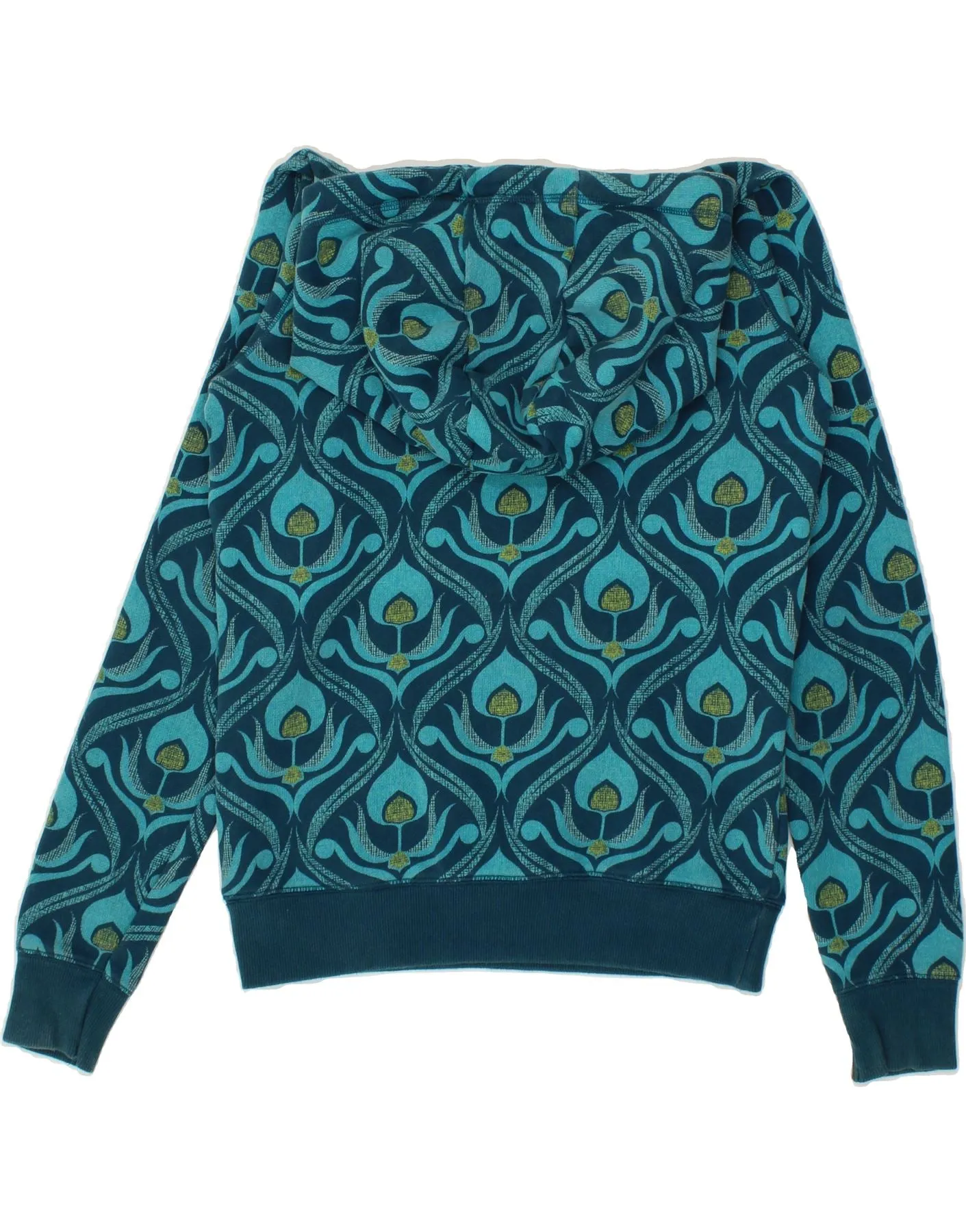 ANIMAL Womens Abstract Pattern Hoodie Jumper UK 10 Small Navy Blue Cotton