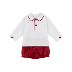 AW23 Deolinda Baby Boys Red Velvet Jam Pants Set