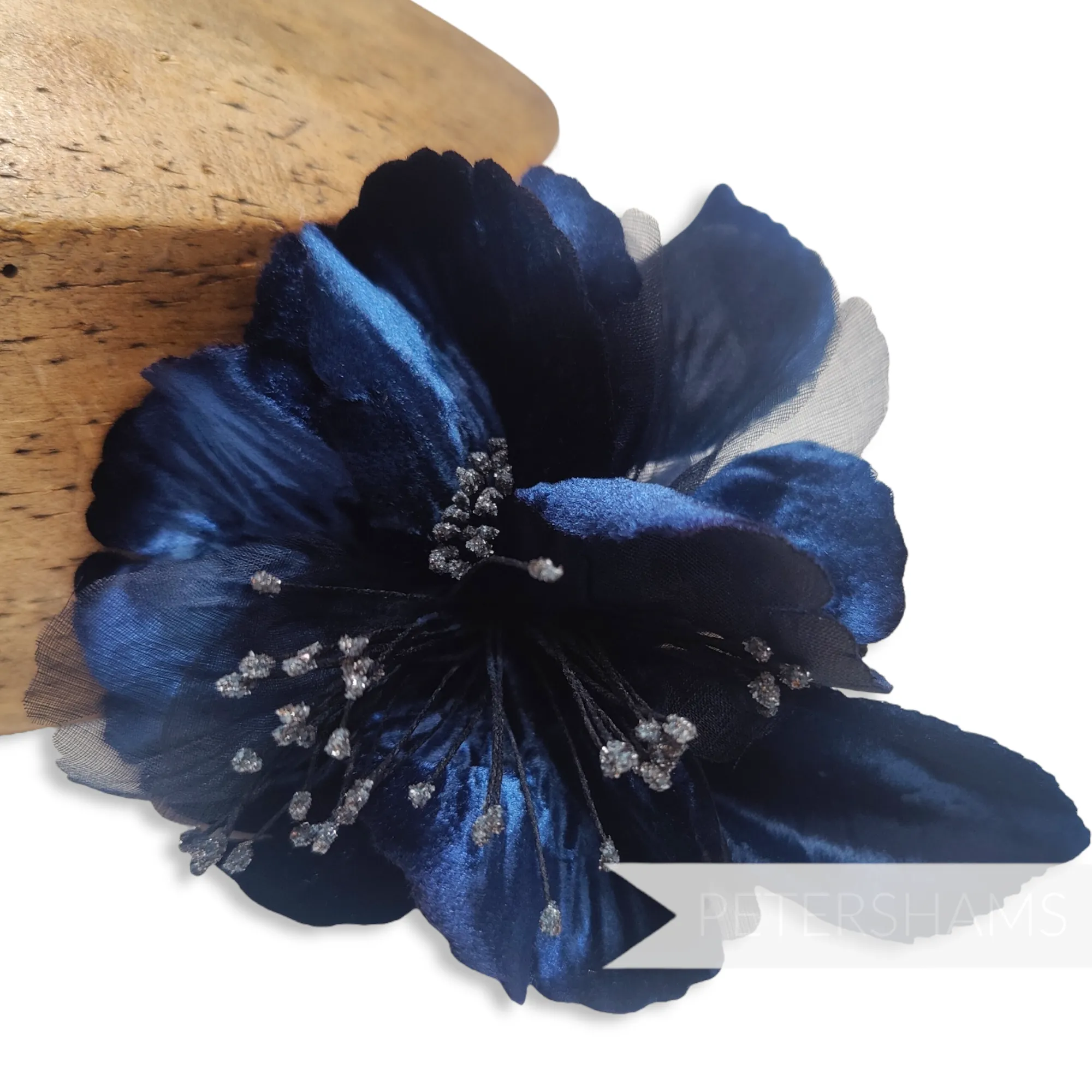 'Bailee' Vintage Czech Silk Velvet and Organza 10cm Sparkle Stamen Flower Mount