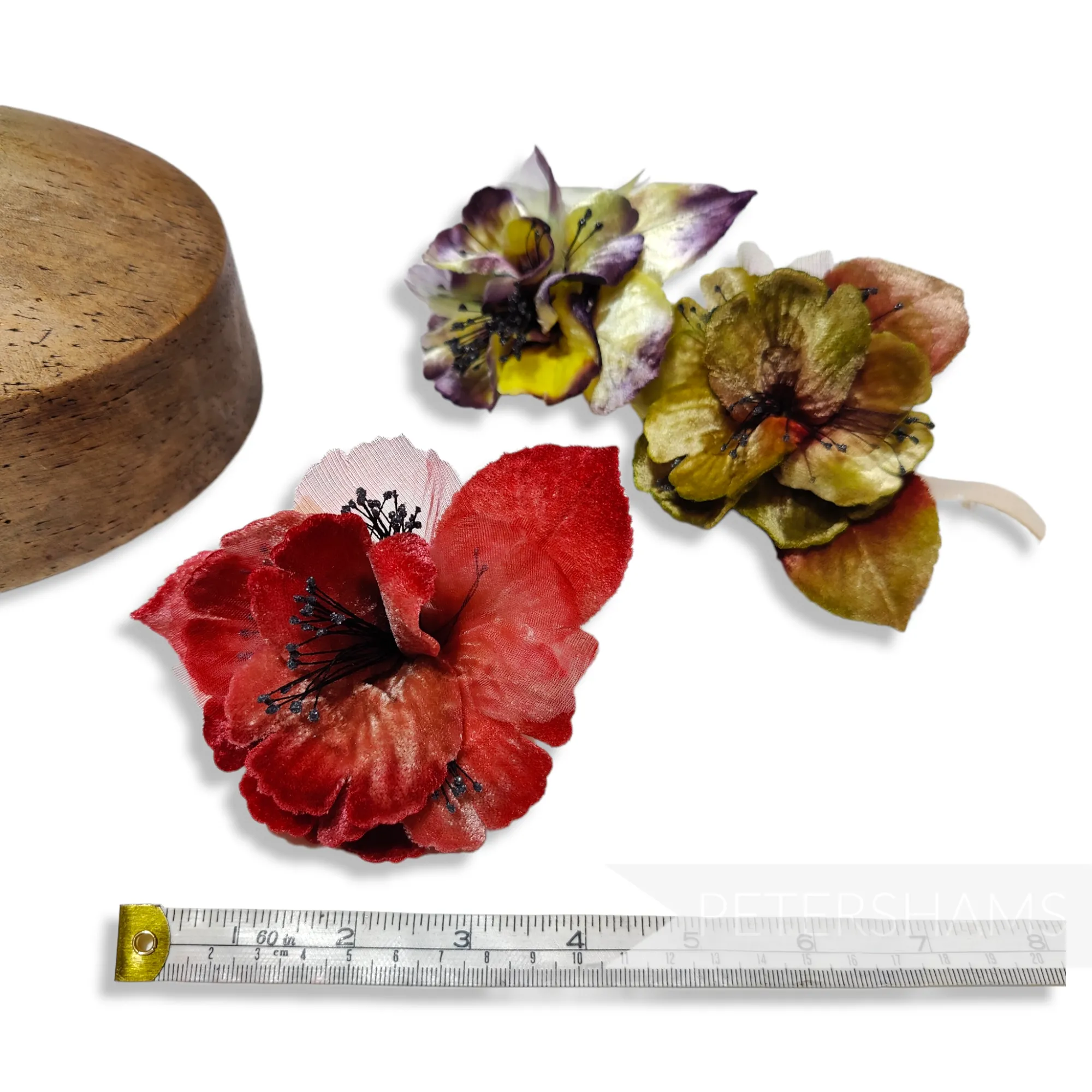 'Bailee' Vintage Czech Silk Velvet and Organza 10cm Sparkle Stamen Flower Mount