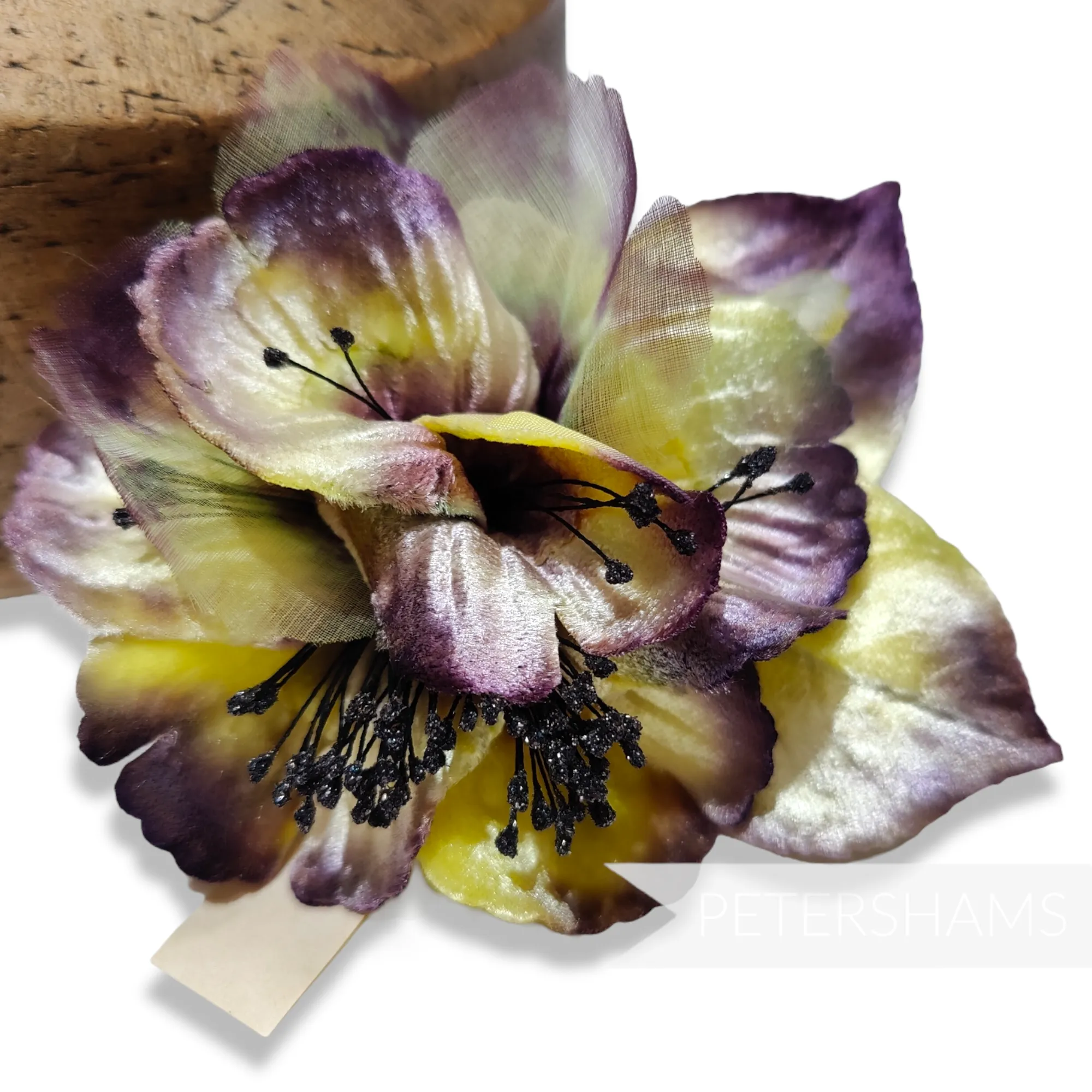 'Bailee' Vintage Czech Silk Velvet and Organza 10cm Sparkle Stamen Flower Mount