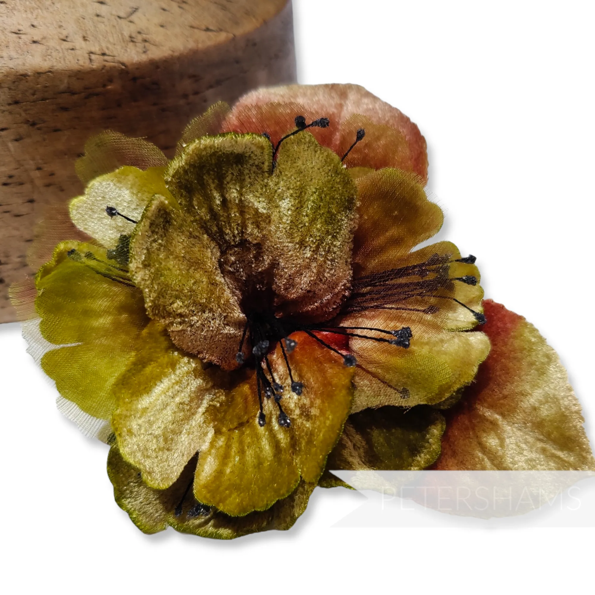 'Bailee' Vintage Czech Silk Velvet and Organza 10cm Sparkle Stamen Flower Mount