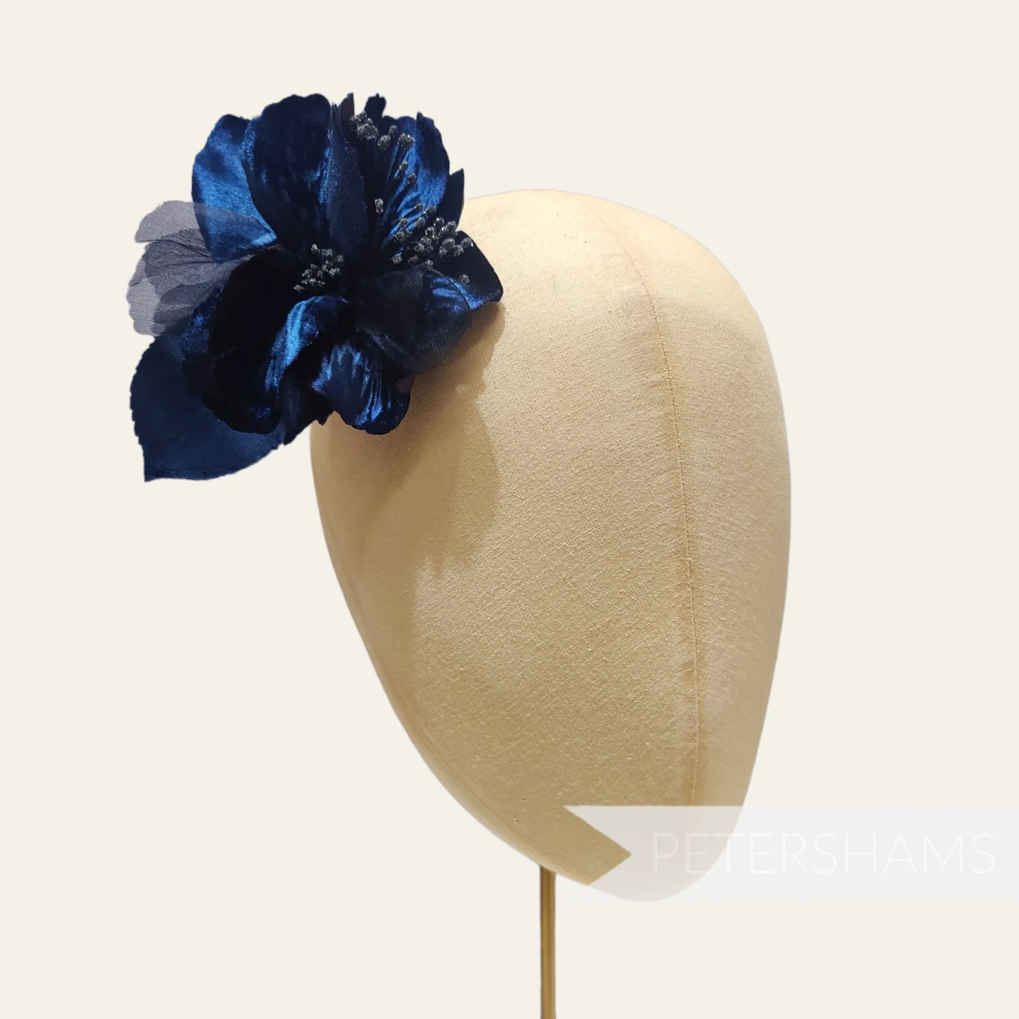 'Bailee' Vintage Czech Silk Velvet and Organza 10cm Sparkle Stamen Flower Mount