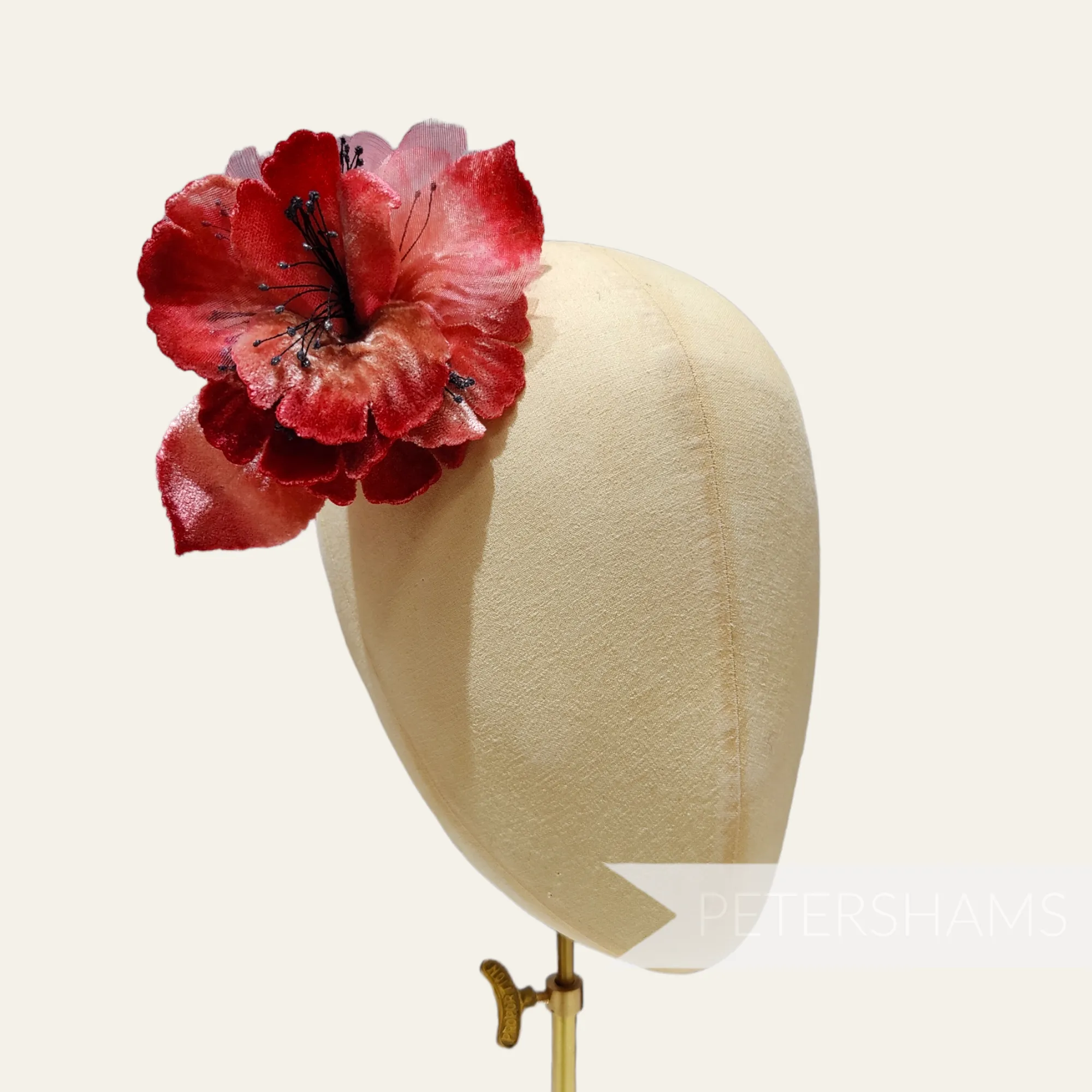 'Bailee' Vintage Czech Silk Velvet and Organza 10cm Sparkle Stamen Flower Mount