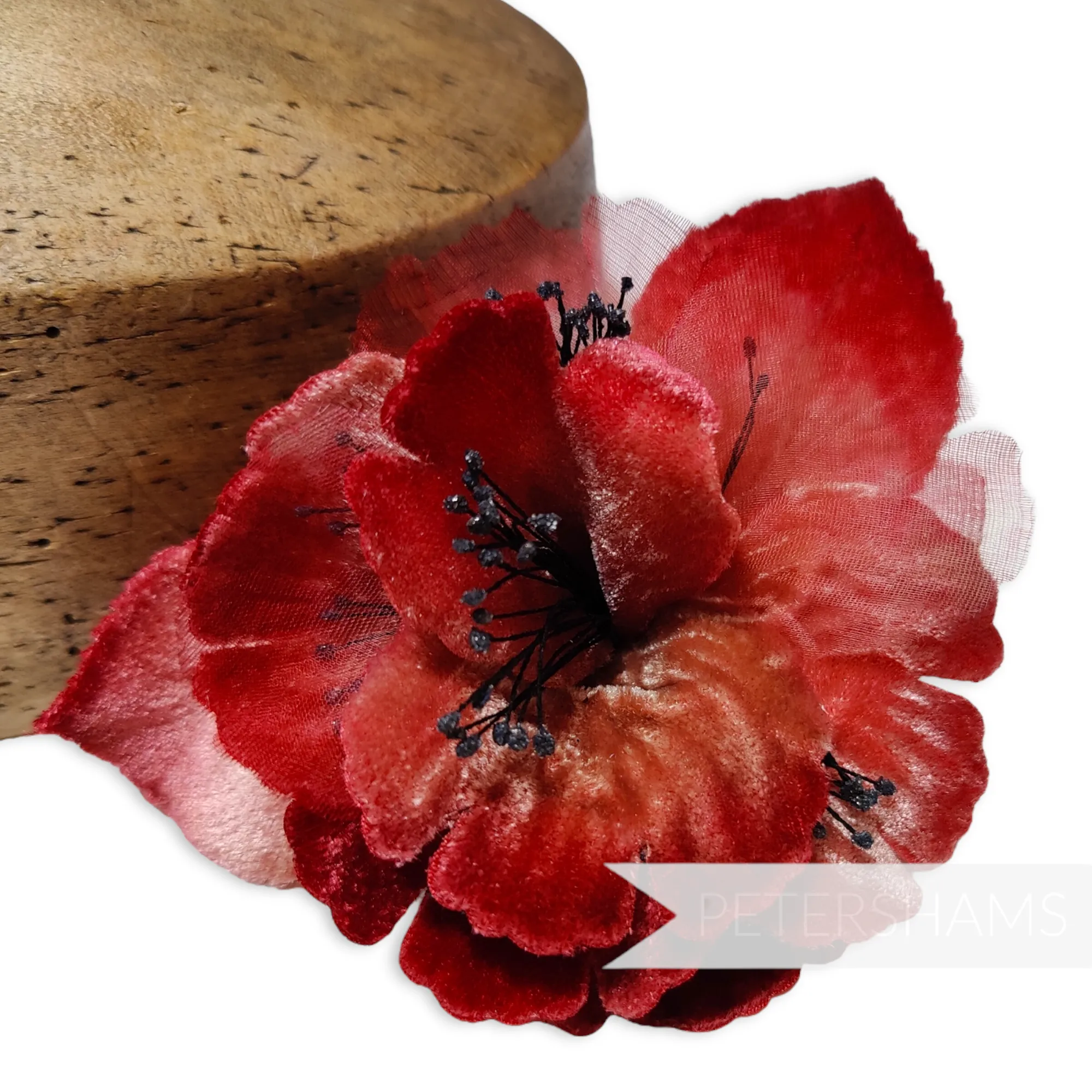 'Bailee' Vintage Czech Silk Velvet and Organza 10cm Sparkle Stamen Flower Mount
