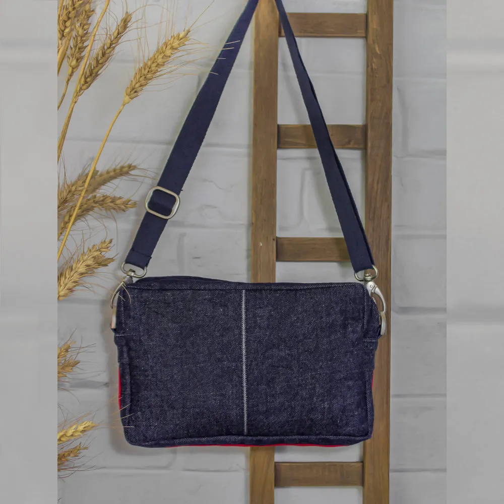 Blue - Upcycled Women's Crossbody Office Sling Bags