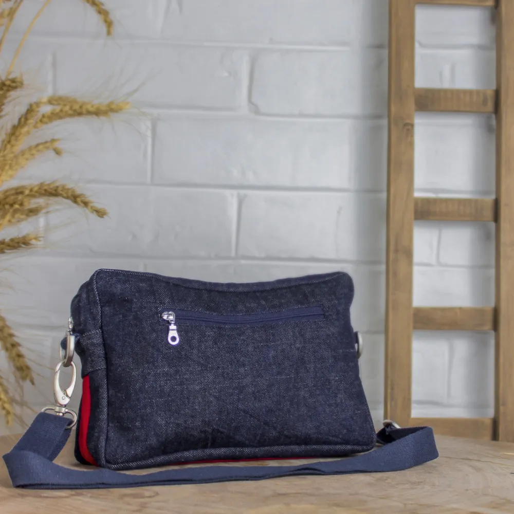 Blue - Upcycled Women's Crossbody Office Sling Bags