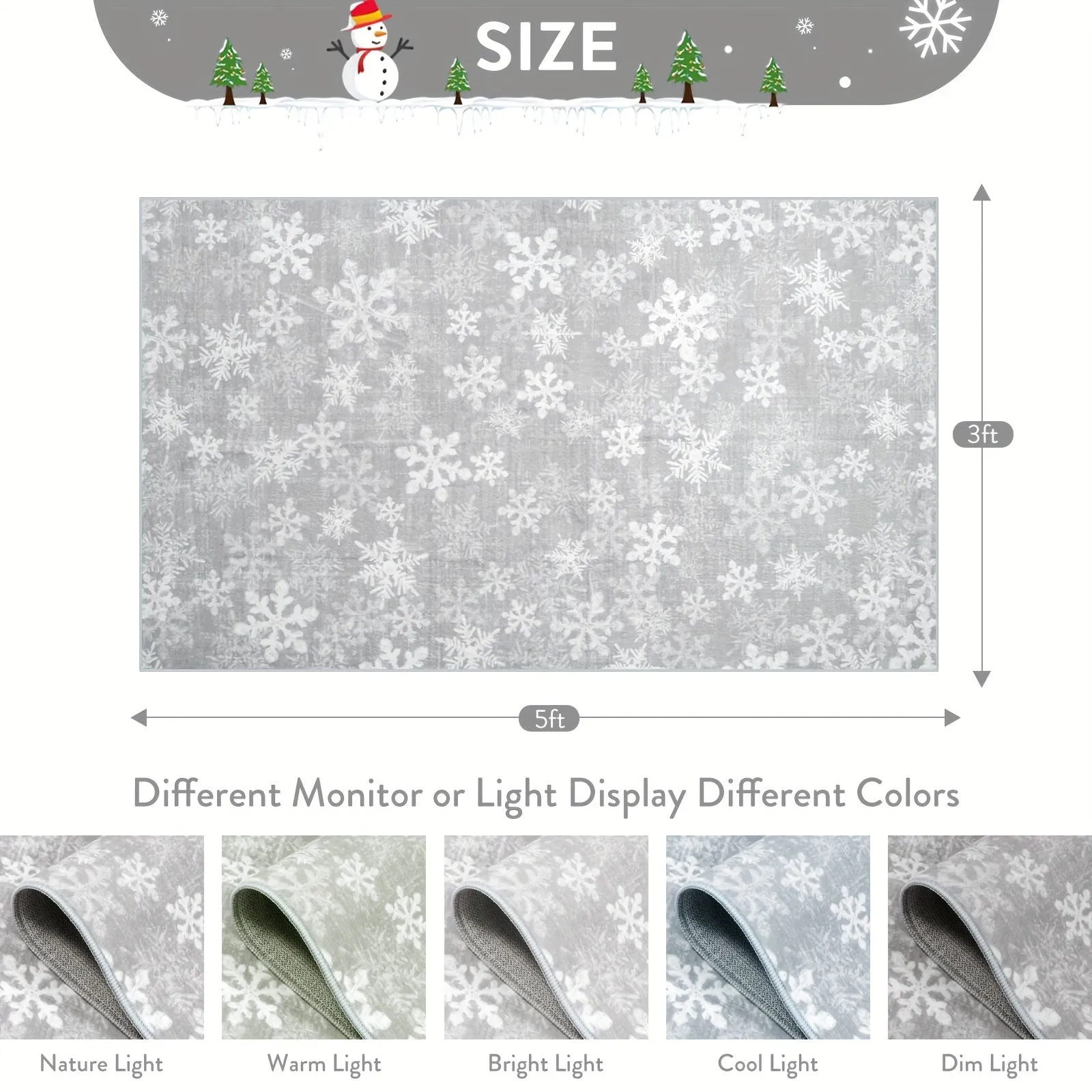 Christmas Area/Runner Rugs For Living Room, Washable Rug Carpet, Non-Slip Low Pile Soft Snowflake Retro Holiday Xmas Decor Throw Mat For Living Room/Bedroom/Kitchen/Doorway