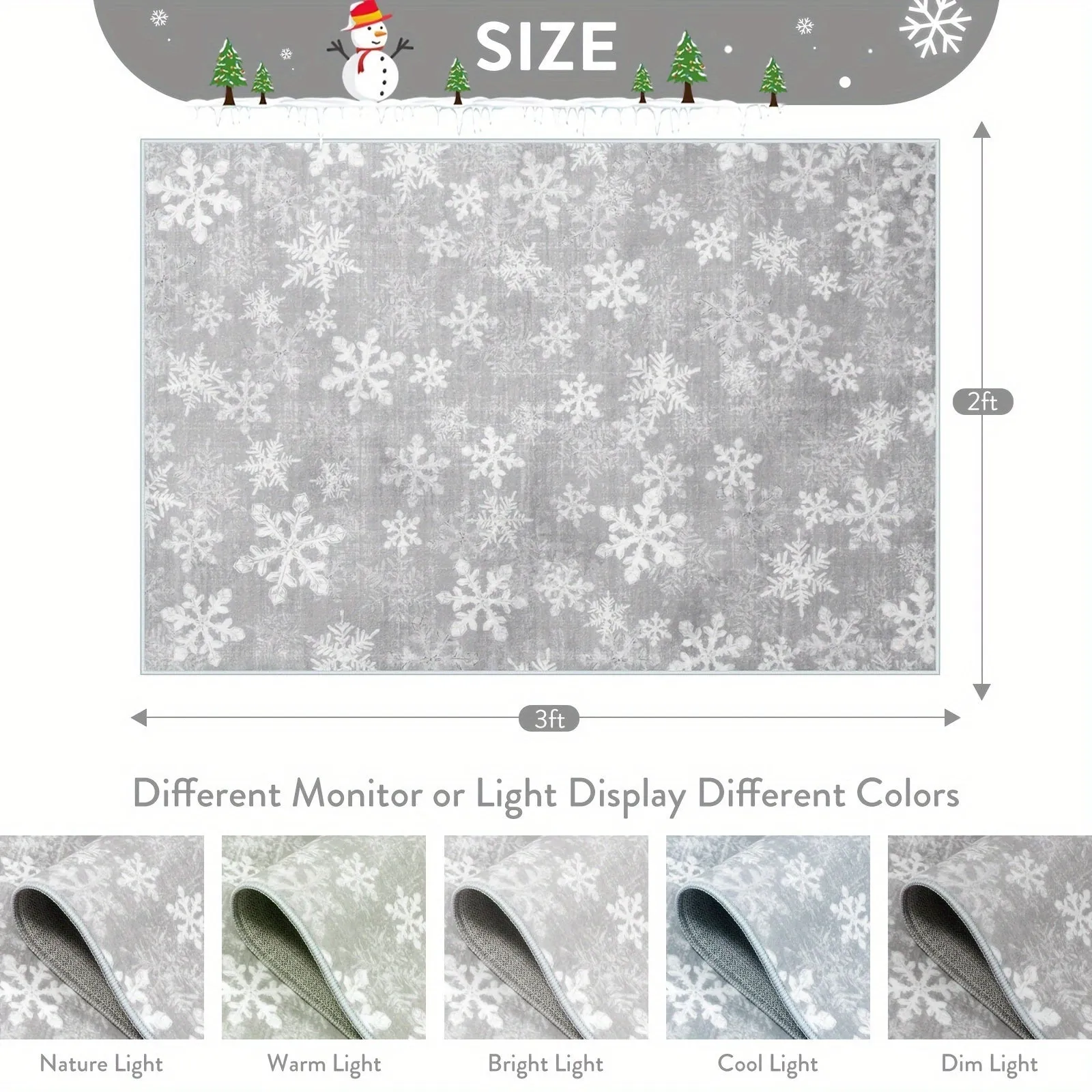 Christmas Area/Runner Rugs For Living Room, Washable Rug Carpet, Non-Slip Low Pile Soft Snowflake Retro Holiday Xmas Decor Throw Mat For Living Room/Bedroom/Kitchen/Doorway