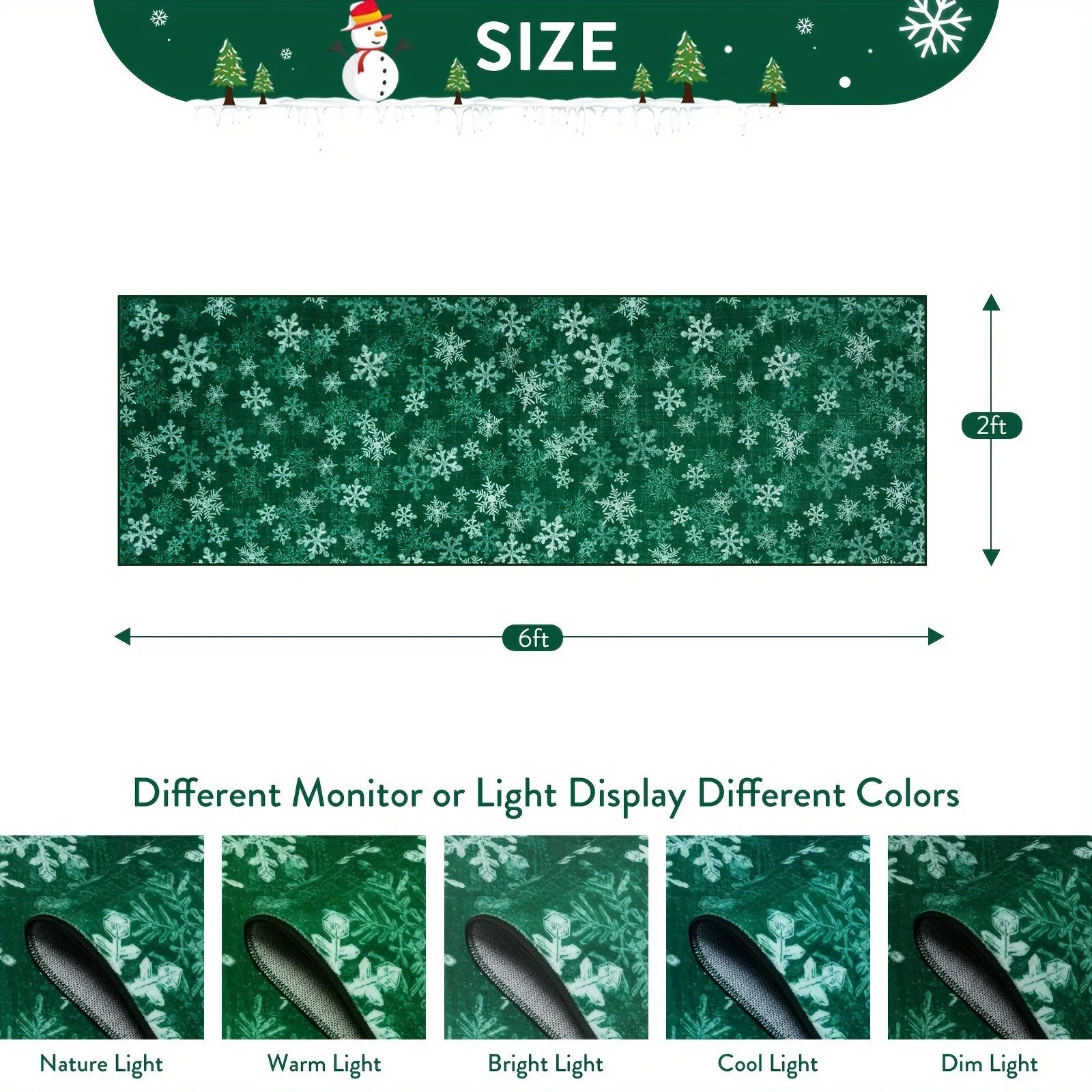 Christmas Area/Runner Rugs For Living Room, Washable Rug Carpet, Non-Slip Low Pile Soft Snowflake Retro Holiday Xmas Decor Throw Mat For Living Room/Bedroom/Kitchen/Doorway