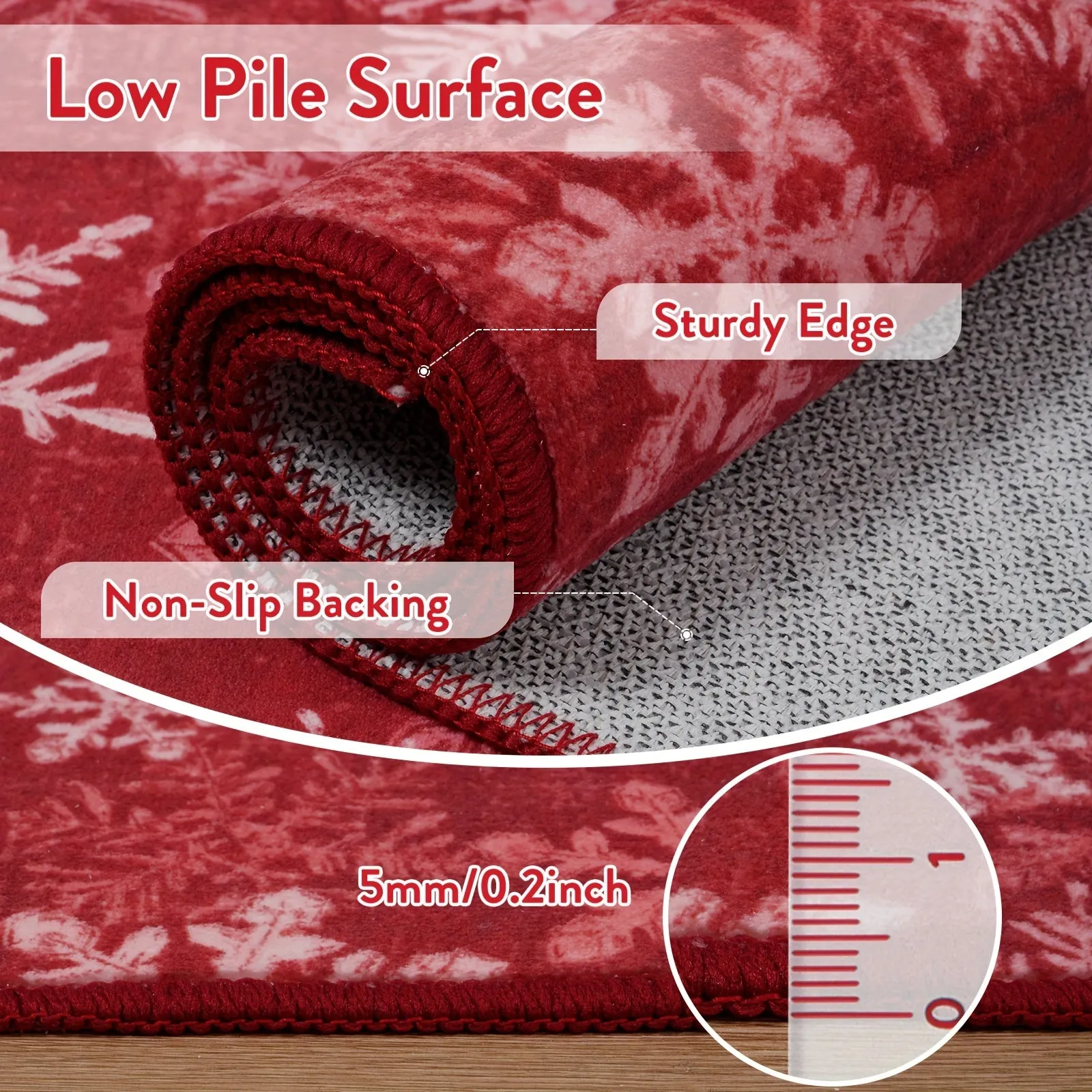 Christmas Area/Runner Rugs For Living Room, Washable Rug Carpet, Non-Slip Low Pile Soft Snowflake Retro Holiday Xmas Decor Throw Mat For Living Room/Bedroom/Kitchen/Doorway