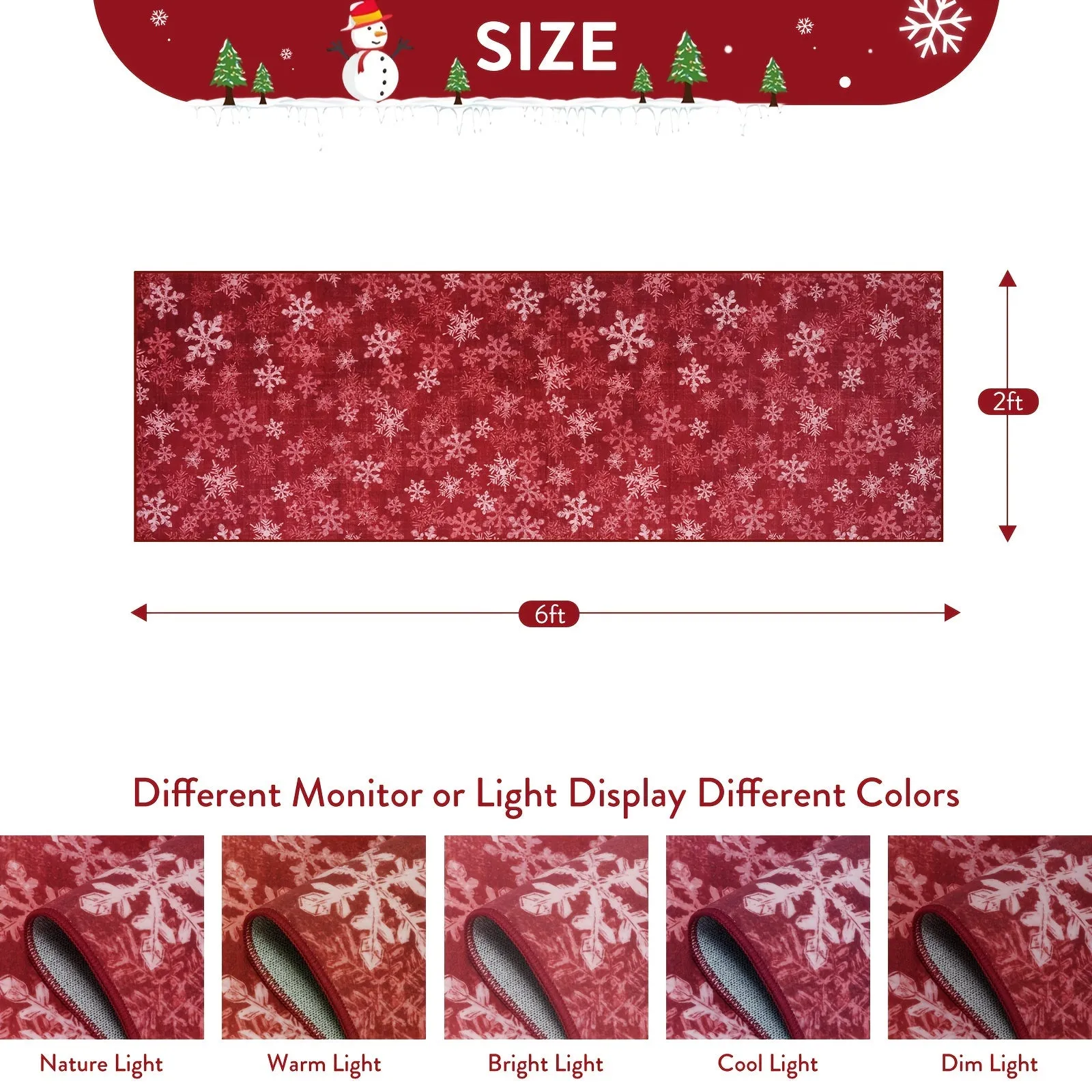 Christmas Area/Runner Rugs For Living Room, Washable Rug Carpet, Non-Slip Low Pile Soft Snowflake Retro Holiday Xmas Decor Throw Mat For Living Room/Bedroom/Kitchen/Doorway