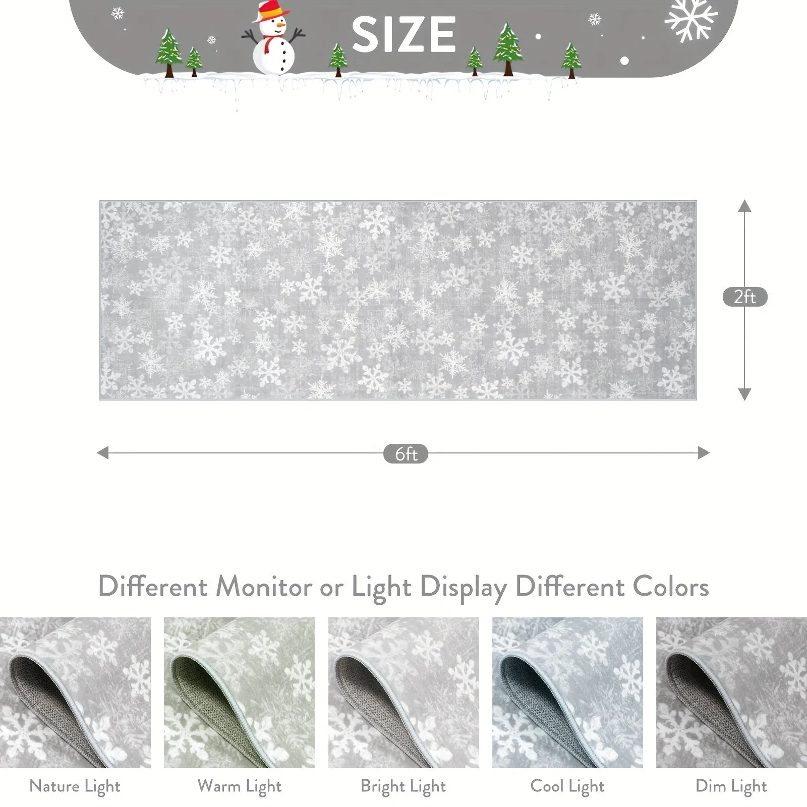 Christmas Area/Runner Rugs For Living Room, Washable Rug Carpet, Non-Slip Low Pile Soft Snowflake Retro Holiday Xmas Decor Throw Mat For Living Room/Bedroom/Kitchen/Doorway