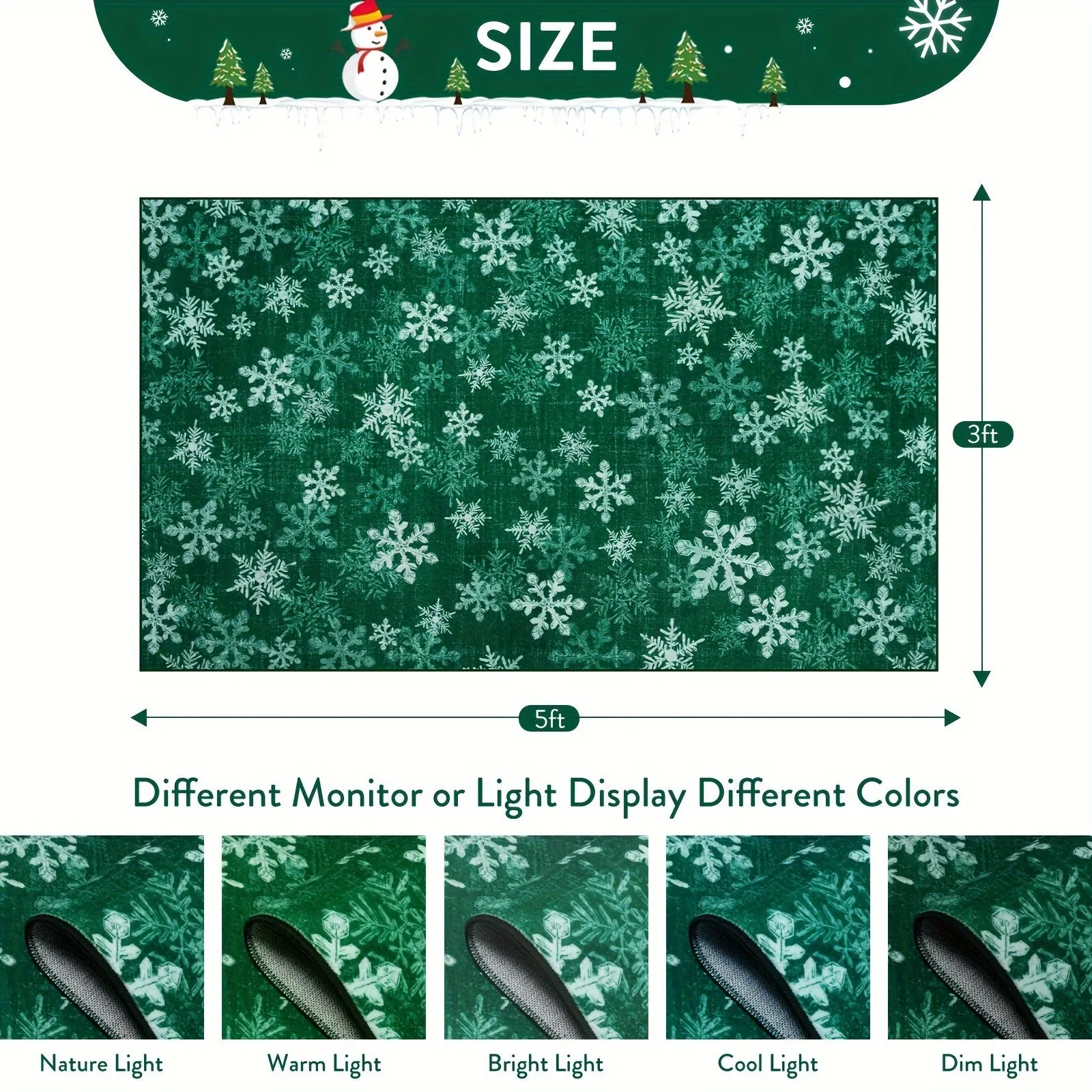 Christmas Area/Runner Rugs For Living Room, Washable Rug Carpet, Non-Slip Low Pile Soft Snowflake Retro Holiday Xmas Decor Throw Mat For Living Room/Bedroom/Kitchen/Doorway
