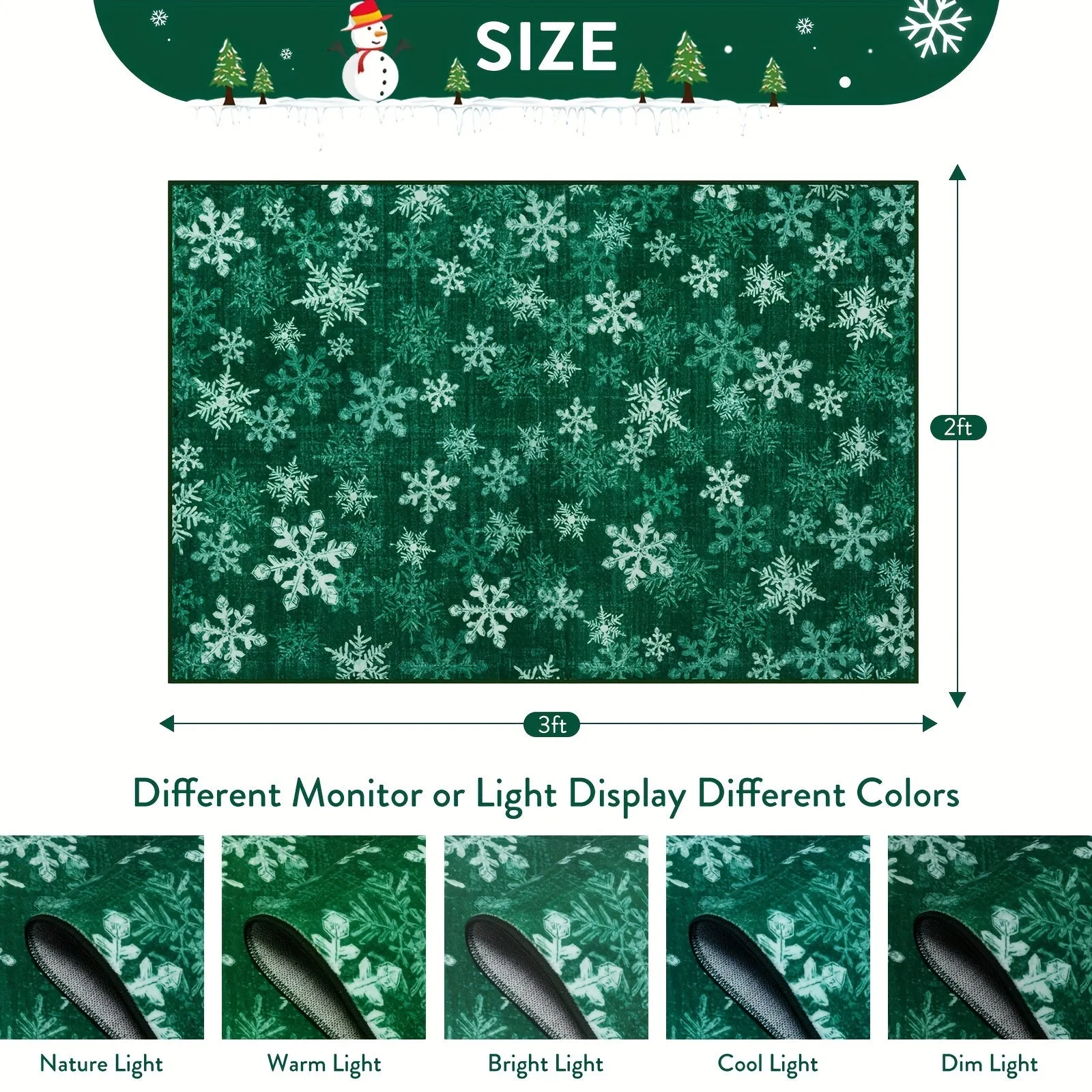 Christmas Area/Runner Rugs For Living Room, Washable Rug Carpet, Non-Slip Low Pile Soft Snowflake Retro Holiday Xmas Decor Throw Mat For Living Room/Bedroom/Kitchen/Doorway