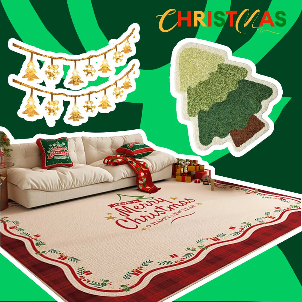 Christmas Home Rug - Gift Bundle 3pcs