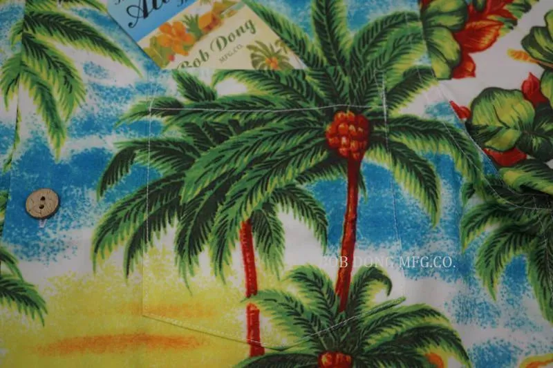 Coconut Palm Men Casual Hawaiian Shirts with Scenic Print