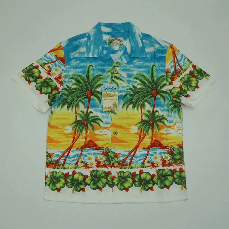 Coconut Palm Men Casual Hawaiian Shirts with Scenic Print