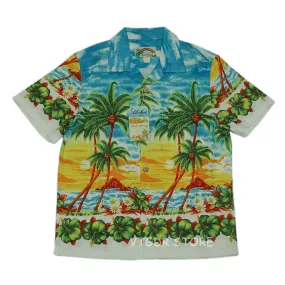 Coconut Palm Men Casual Hawaiian Shirts with Scenic Print