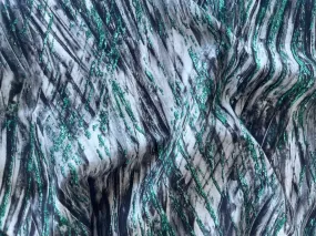 Finest Deconstructed Jade & Smoke Stripes Cotton Lawn (Made in Italy)