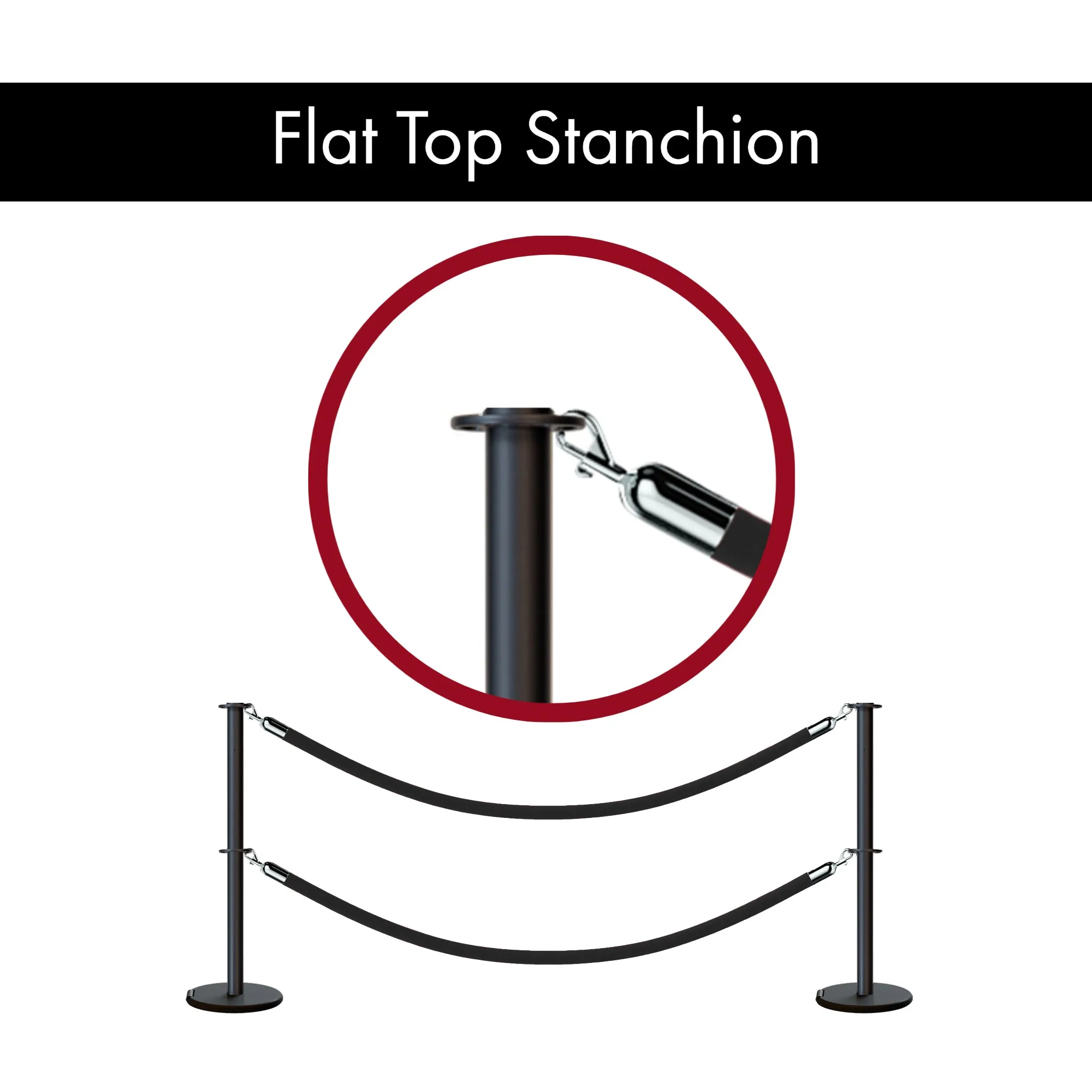 Flat Top Dual Rope Stanchion with Roller Base - Montour Line CELineD