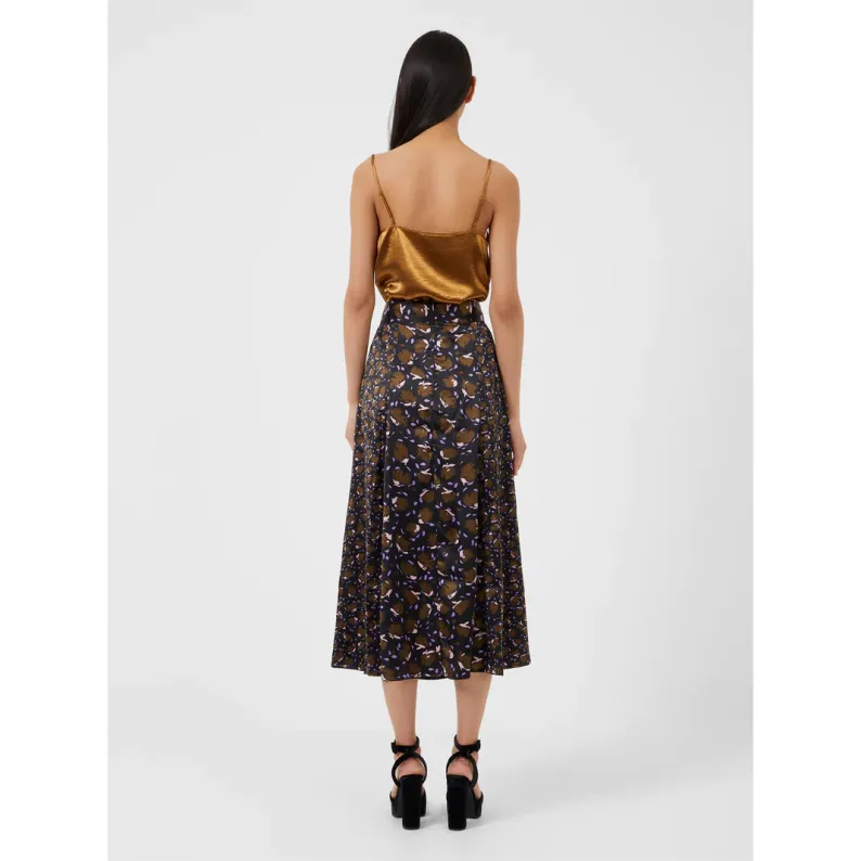 French Connection Ingrid Inu Satin Drape Side Split Midi Skirt 73TNE