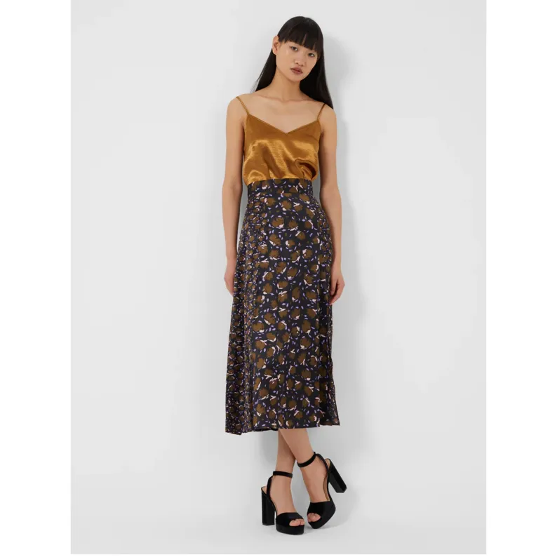 French Connection Ingrid Inu Satin Drape Side Split Midi Skirt 73TNE