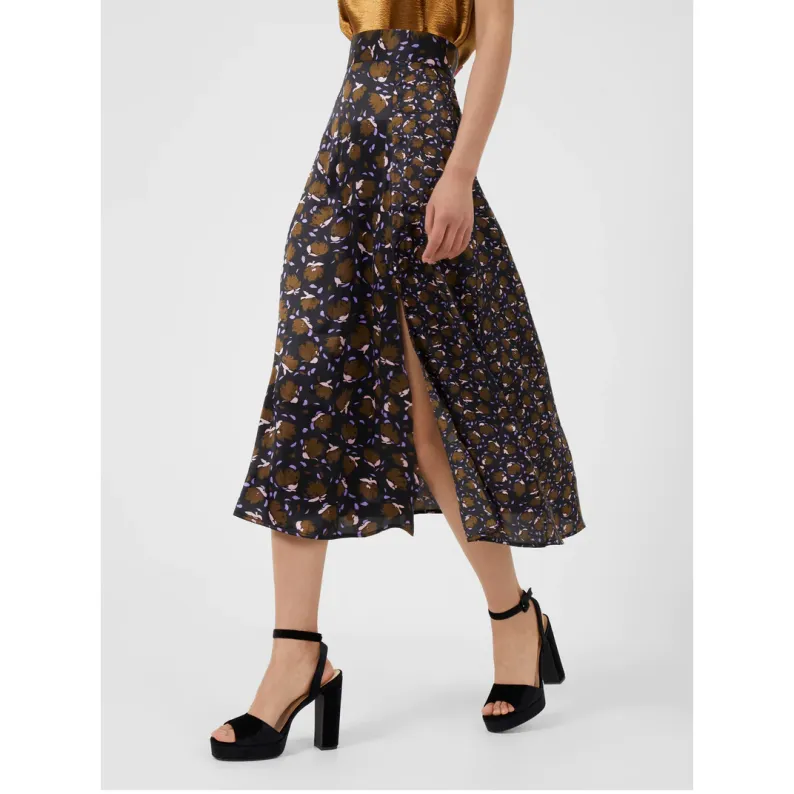 French Connection Ingrid Inu Satin Drape Side Split Midi Skirt 73TNE