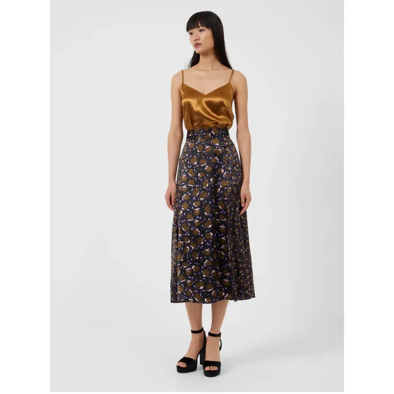 French Connection Ingrid Inu Satin Drape Side Split Midi Skirt 73TNE